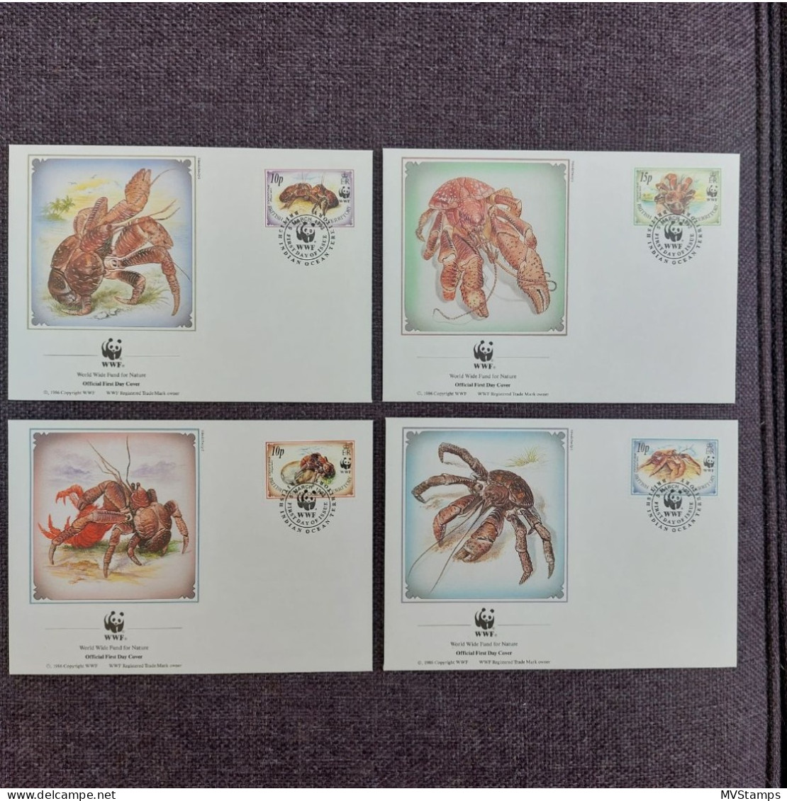 BIOT 1993 WWF/Crabs/Sealife Stamps ( Michel 132/35) Used On FDC - Territoire Britannique De L'Océan Indien