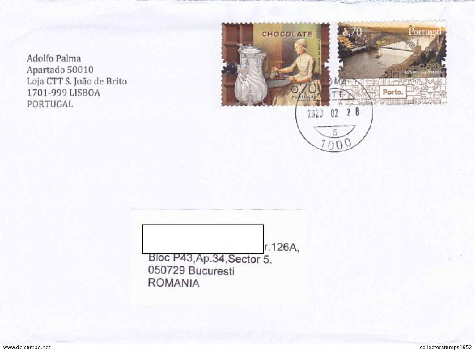 CHOCOLATE, PORTO, FINE STAMP ON COVER, 2020, PORTUGAL - Lettres & Documents