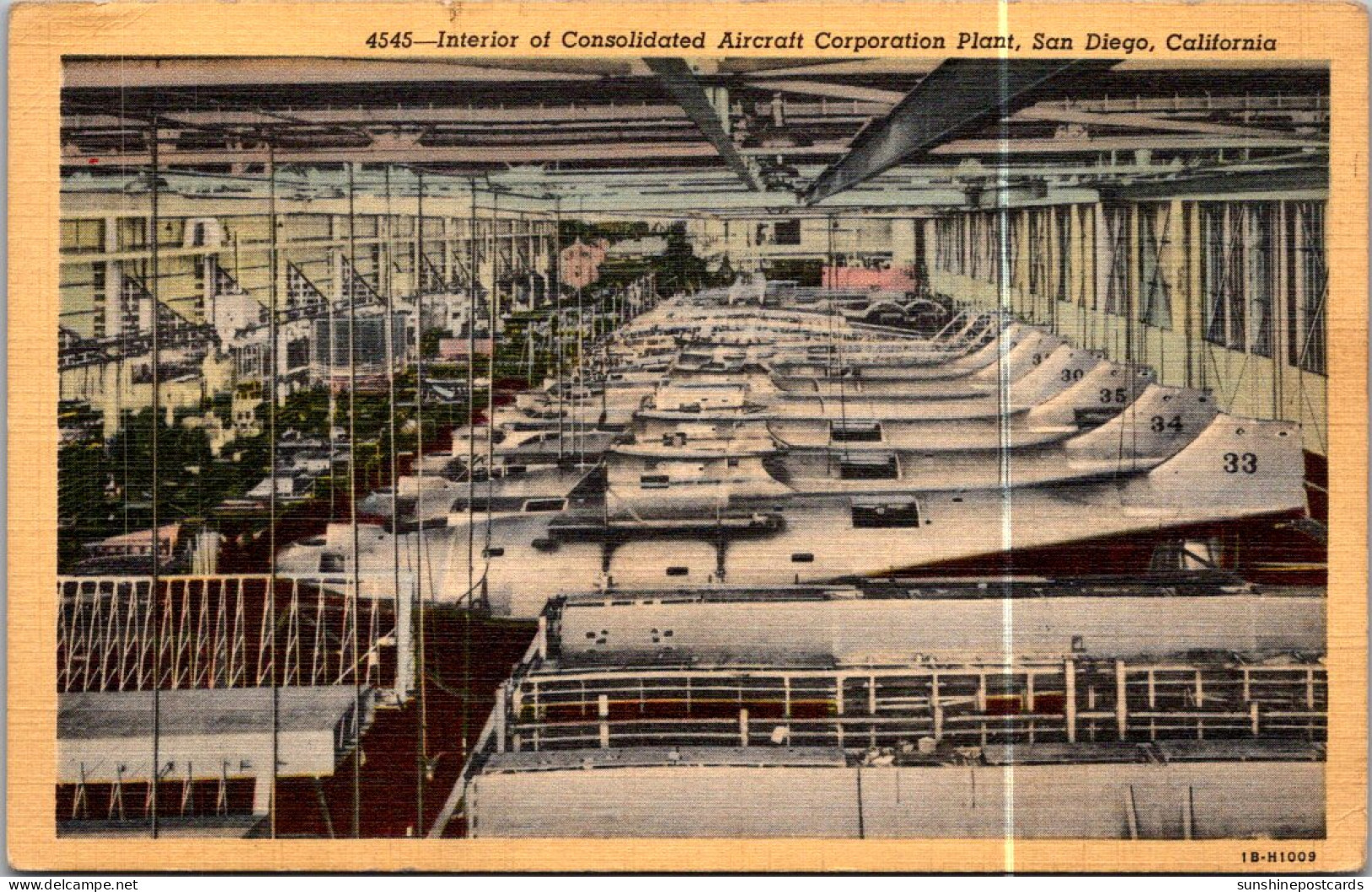 California San Diego Interior Of Consolidated Aircraft Corporation Plant Curteich - San Diego