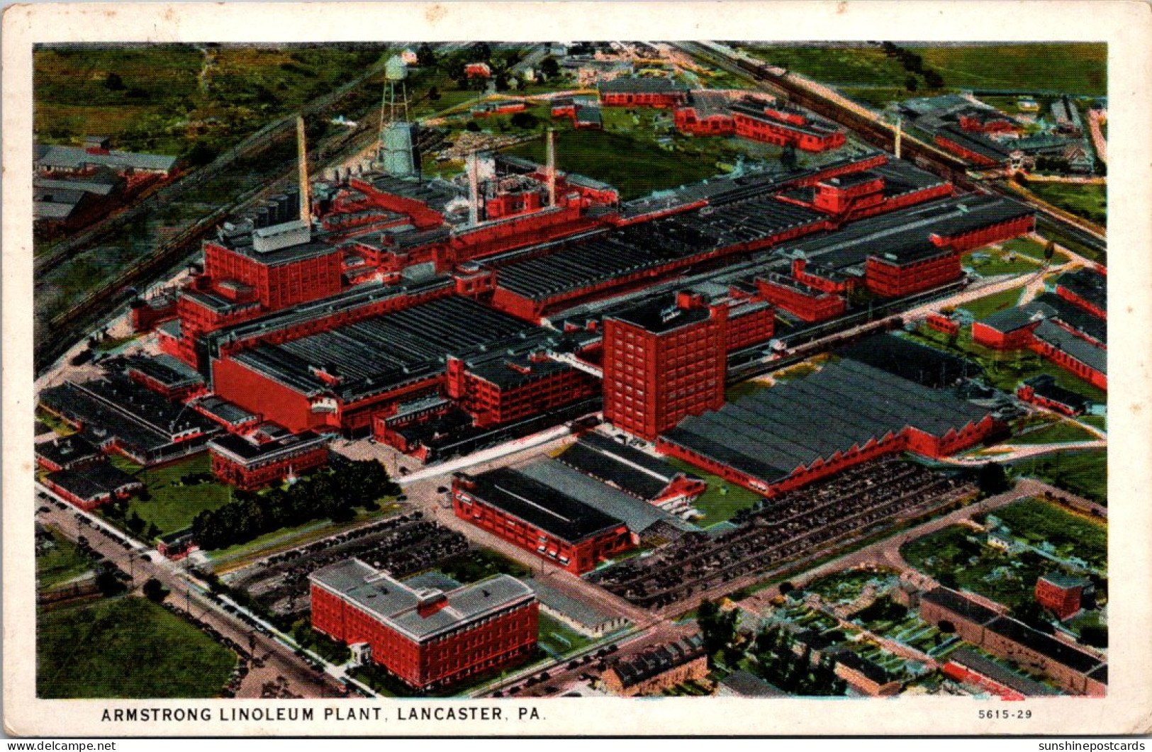 Pennsylvania Lancaster Aerial View Armstrong Linoleum Plant 1935 Curteich - Lancaster