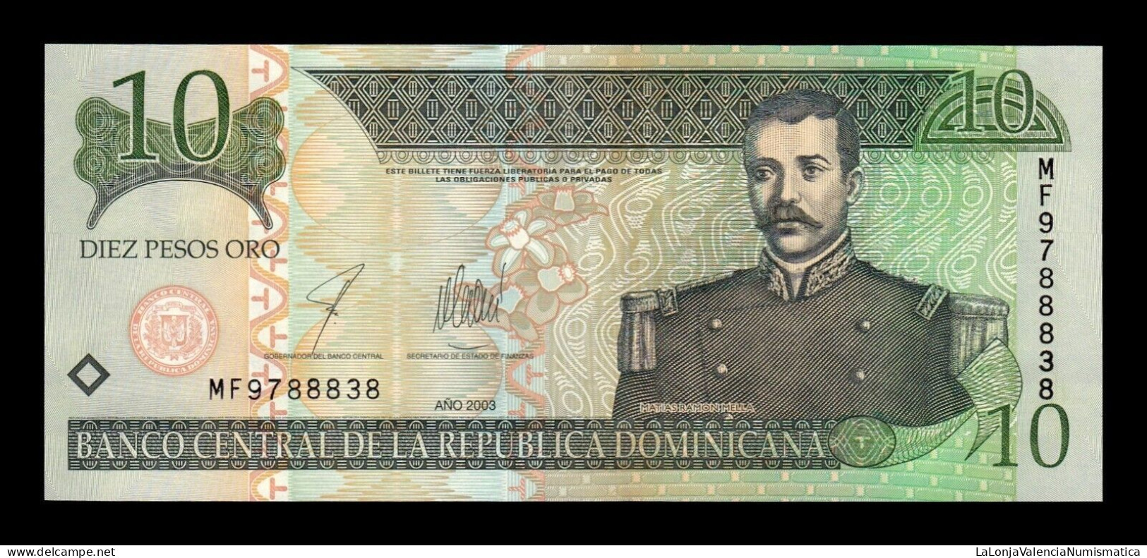 República Dominicana 10 Pesos Oro 2003 Pick 168c Sc Unc - Dominicaine