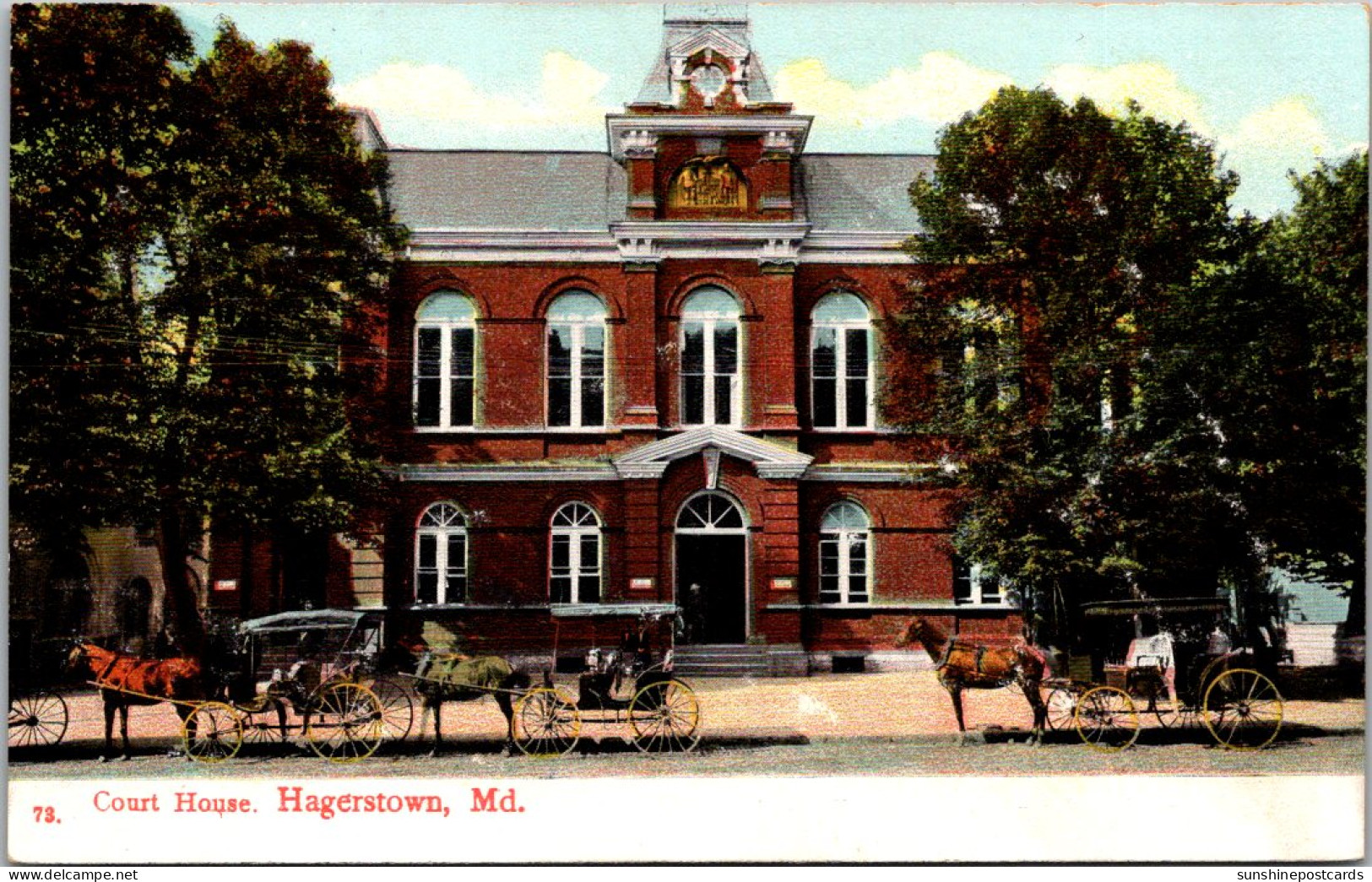 Maryland Hagerstown Horse Drawn Carriages At The Court House  - Hagerstown