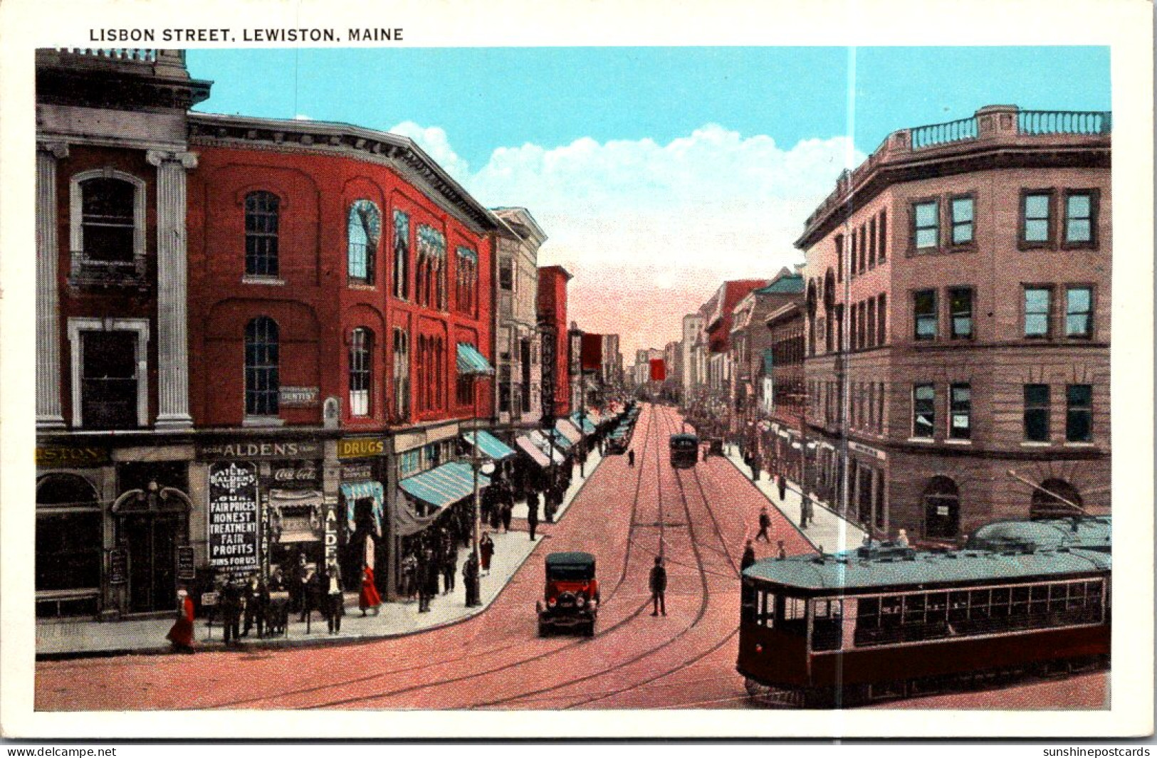 Maine Lewiston Trolley On Lisbon Street - Lewiston