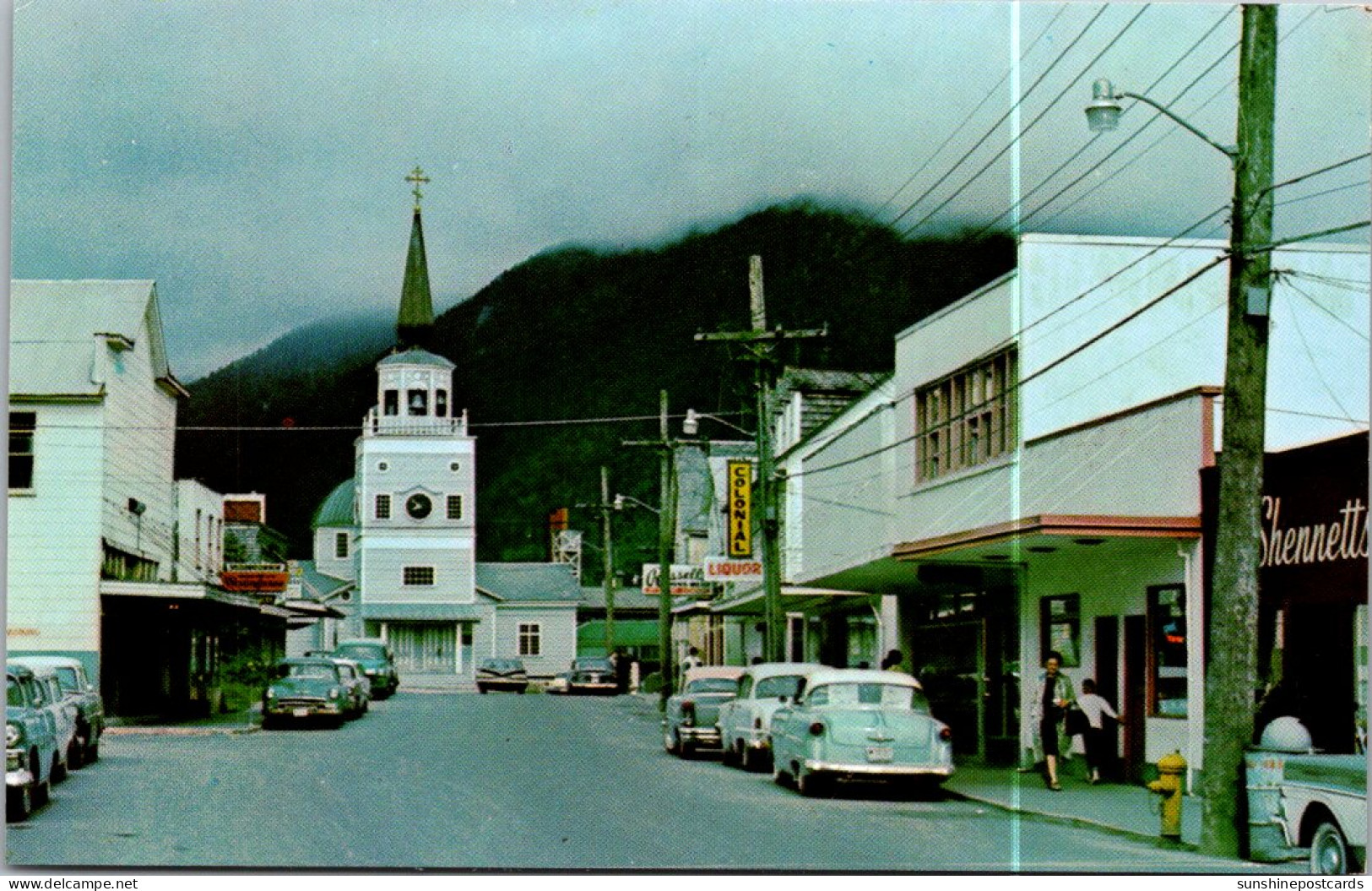 Alaska Sitka Main SAtreet Looking Toward St Michael Cathedral Russian Church - Sitka