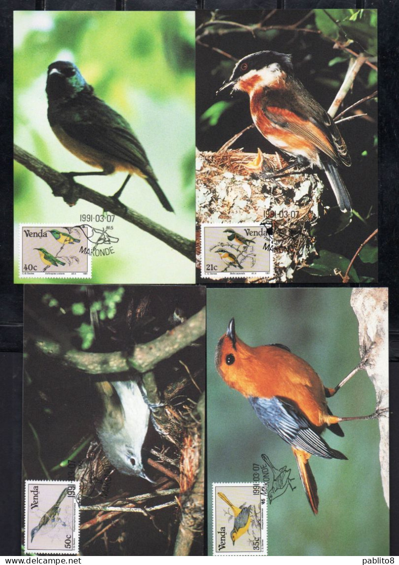 VENDA SOUTH AFRICA 1991 FAUNA BIRDS UCCELLI OISEAUX COMPLETE SET MAXI MAXIMUM CARD - Venda