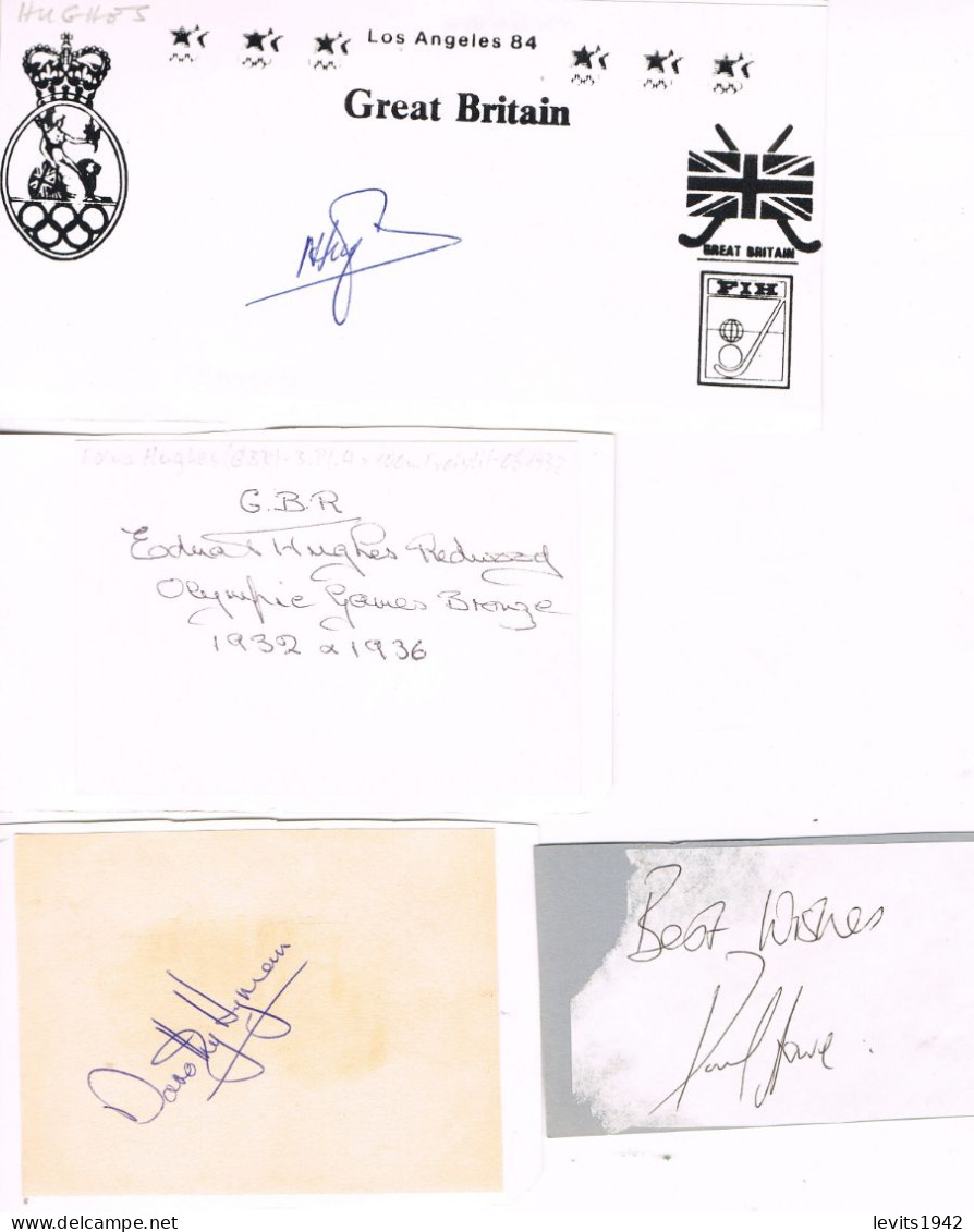 JEUX OLYMPIQUES - 4 AUTOGRAPHES DE MEDAILLES OLYMPIQUES - CONCURRENTS DE GRANDE BRETAGNE - - Autographes