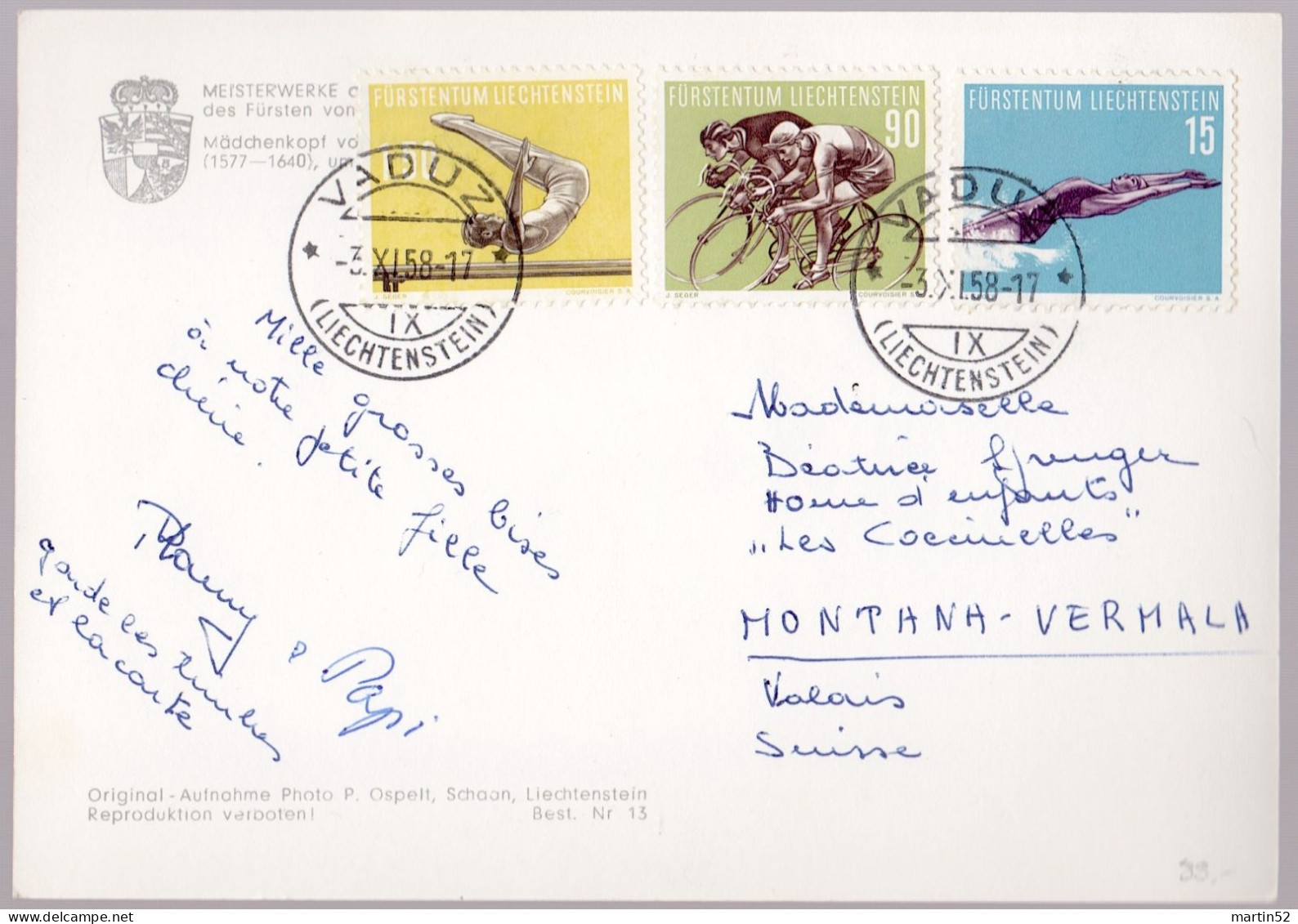 Liechtenstein 1958: "Peter Paul Rubens" Zu 300+309+312 Mi 356+365+368 Yv 318+327+330 ⊙ VADUZ 3.XI.58 (Zu CHF 42.00) - Lettres & Documents