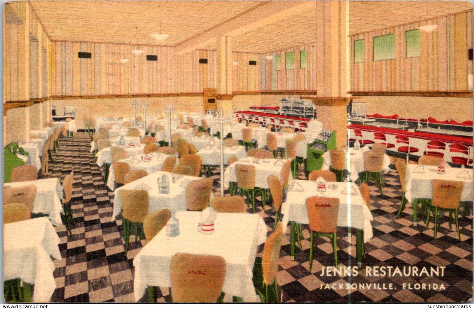 Florida Jakcosnville Jenks Restaurant Dining Room 1939 Curteich - Jacksonville