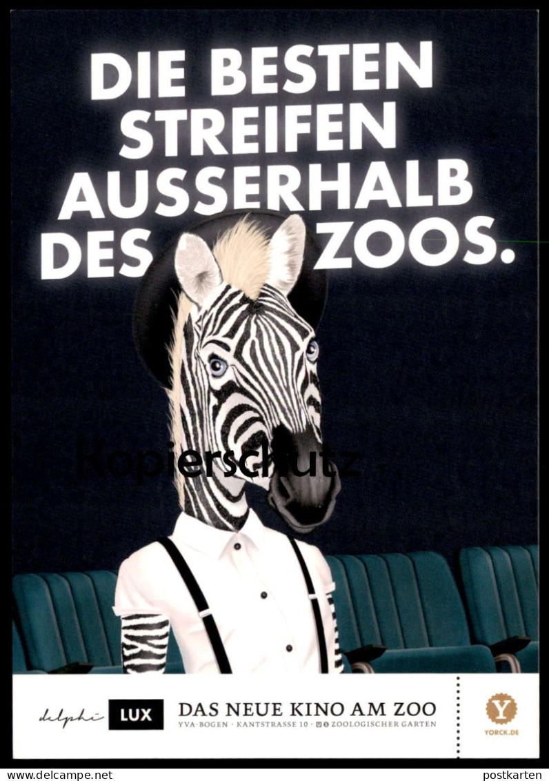 ÄLTERE POSTKARTE ZEBRA DIE BESTEN STREIFEN AUSSERHALB DES ZOOS BERLIN KINO WERBUNG Zoo Postcard AK Cpa Ansichtskarte - Cebras