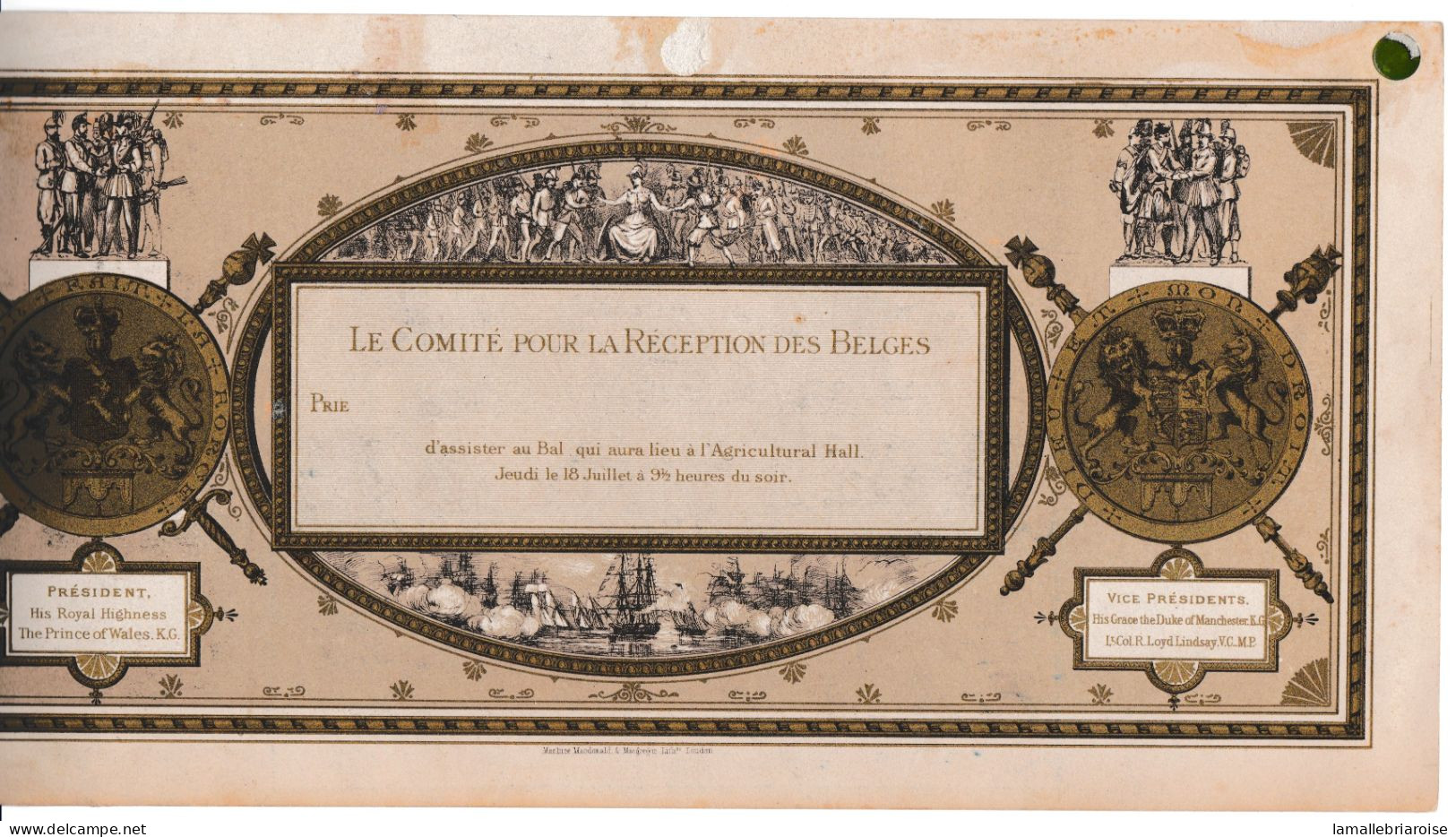 Angleterre, Carte Porcelaine, Porseleinkaart, Comite Pour La Reception Des Belges , Dim:320x160 Mm, Scanné En 2 Fois - Porzellan