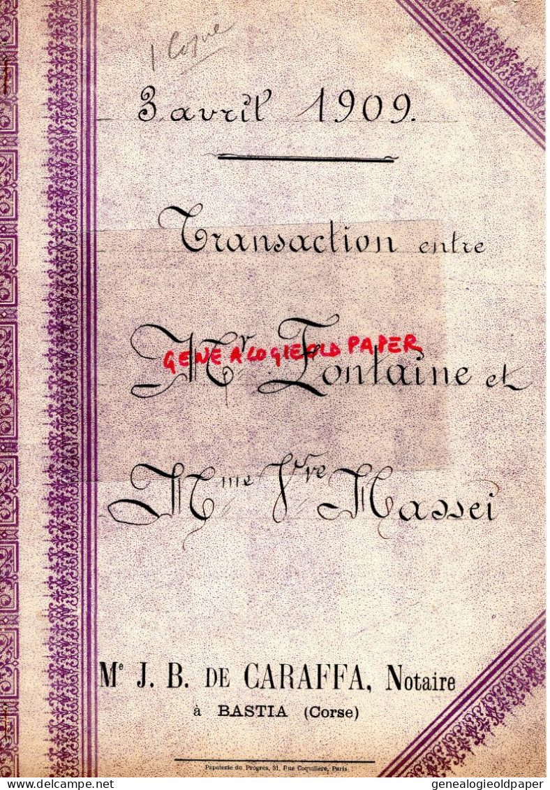 20- BASTIA-ESPEDITION JEAN BAPTISTE DE CARAFFA-MARTIN POSTES-CESAR MARIANI NEGOCIANT-PONTELECCIA-FONTAINE CHEMINS DE FER - Documents Historiques