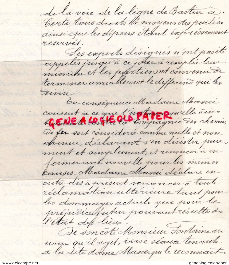 20- BASTIA-ESPEDITION JEAN BAPTISTE DE CARAFFA-MARTIN POSTES-CESAR MARIANI NEGOCIANT-PONTELECCIA-FONTAINE CHEMINS DE FER - Documents Historiques