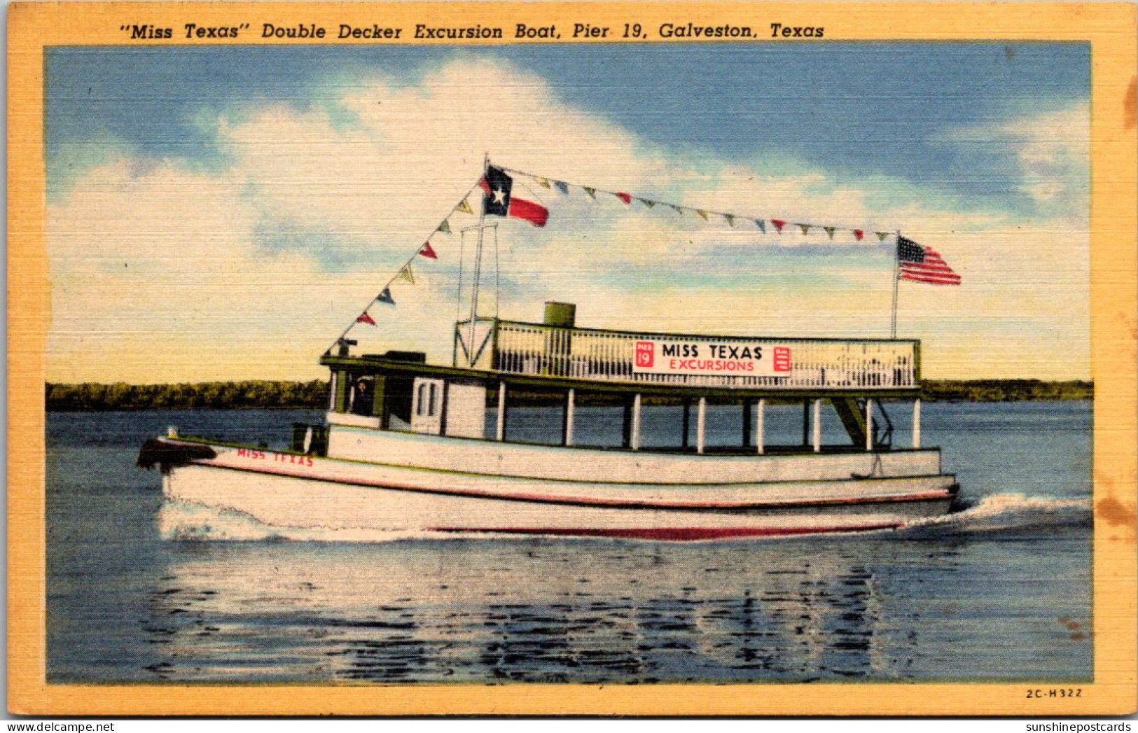 Texas Galveston Pier 19 "Miss Texas" Double Decker Excursion Boat Curtich - Galveston