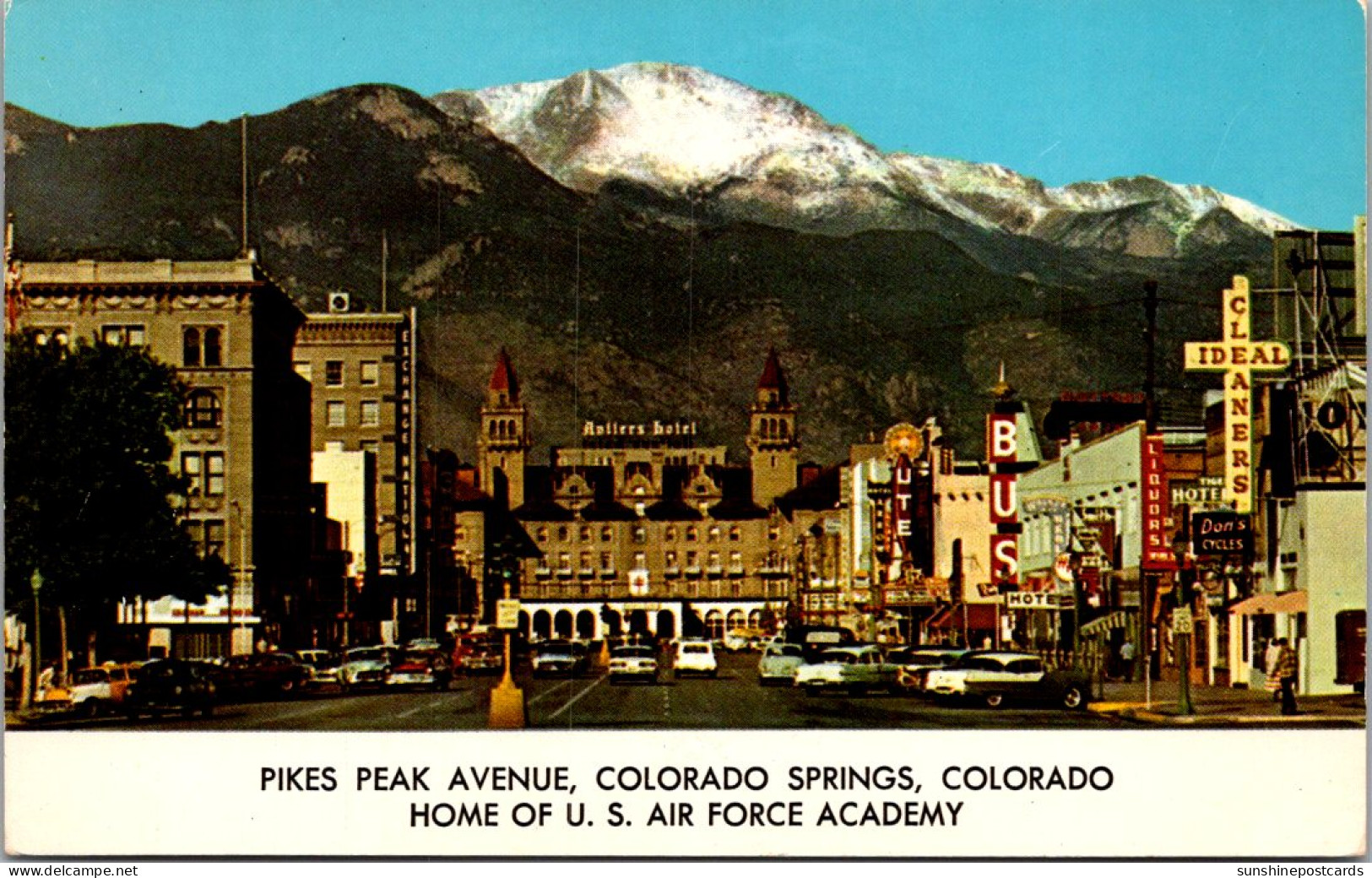 Colorado Colorado Springs Pikes Peak Avenue Showing Pikes Peak Curteich - Colorado Springs
