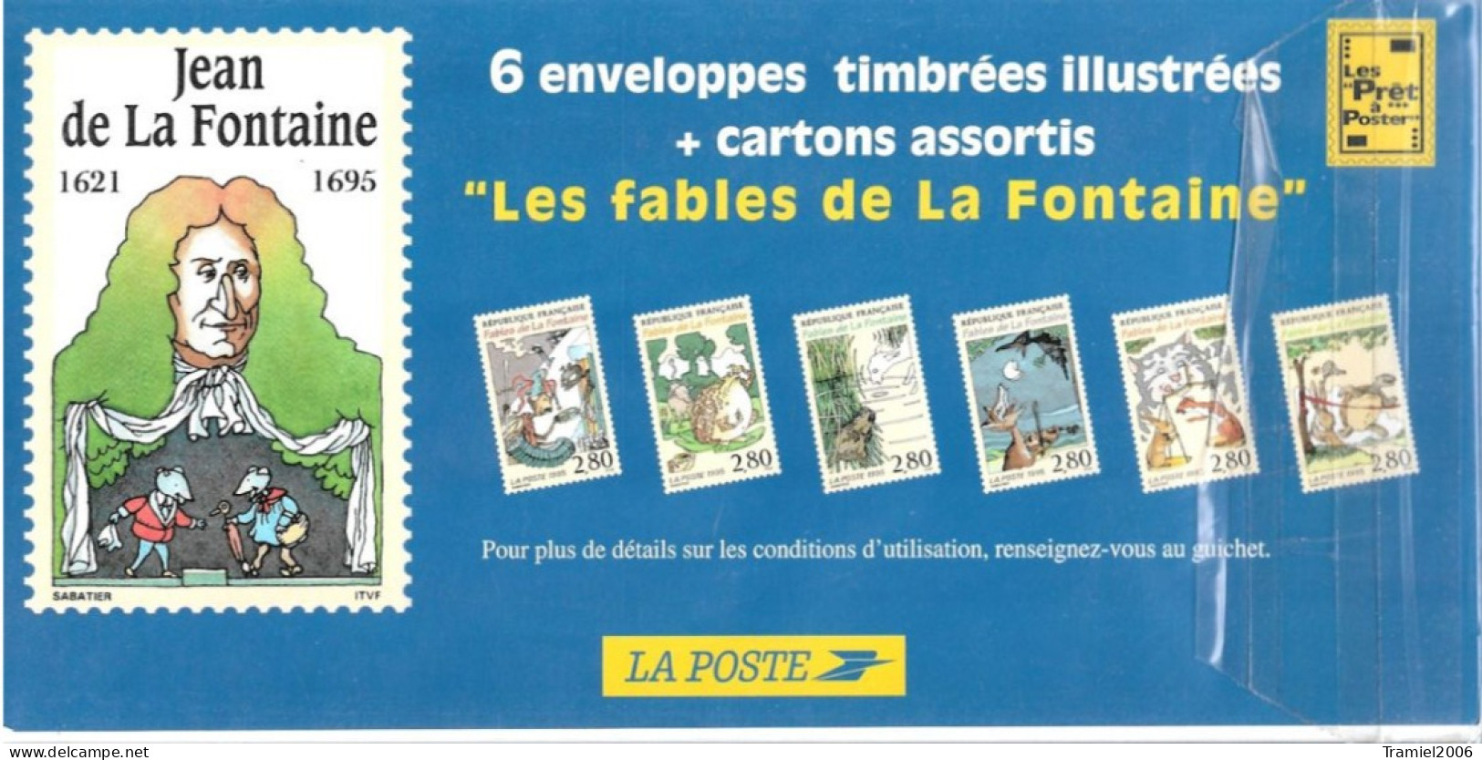 EP FRANCE 1995 - YT 2958/63 - Lot 6 Enveloppes LES FABLES DE LA FONTAINE - Konvolute: Ganzsachen & PAP