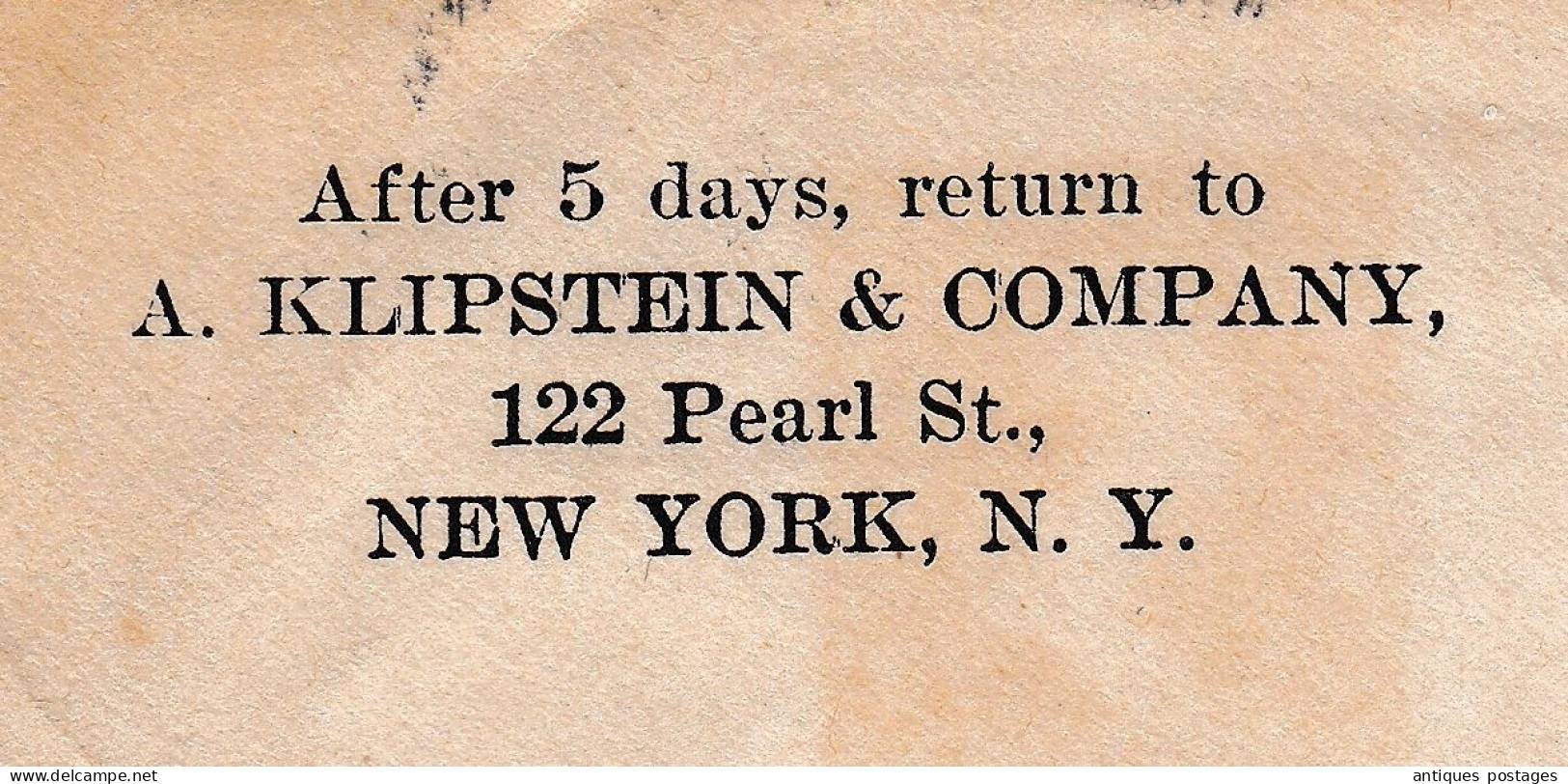 Lettre 1902 New York Klipstein & Compagny 122 Pearl Street Bernburg Germany Deutschland Deutsche Solvay Werke - 1901-20