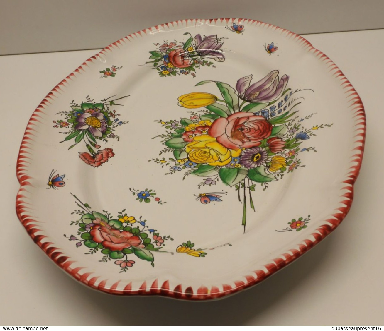 -GRAND PLAT Forme Ovale FAÏENCERIE D'ART D'ANGOULEME LE RENOLEAU COLLECTION   E