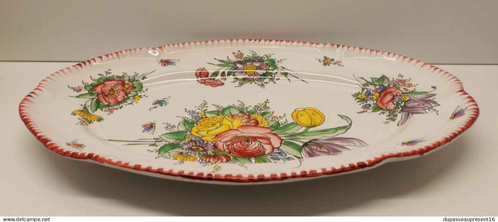 -GRAND PLAT Forme Ovale FAÏENCERIE D'ART D'ANGOULEME LE RENOLEAU COLLECTION   E