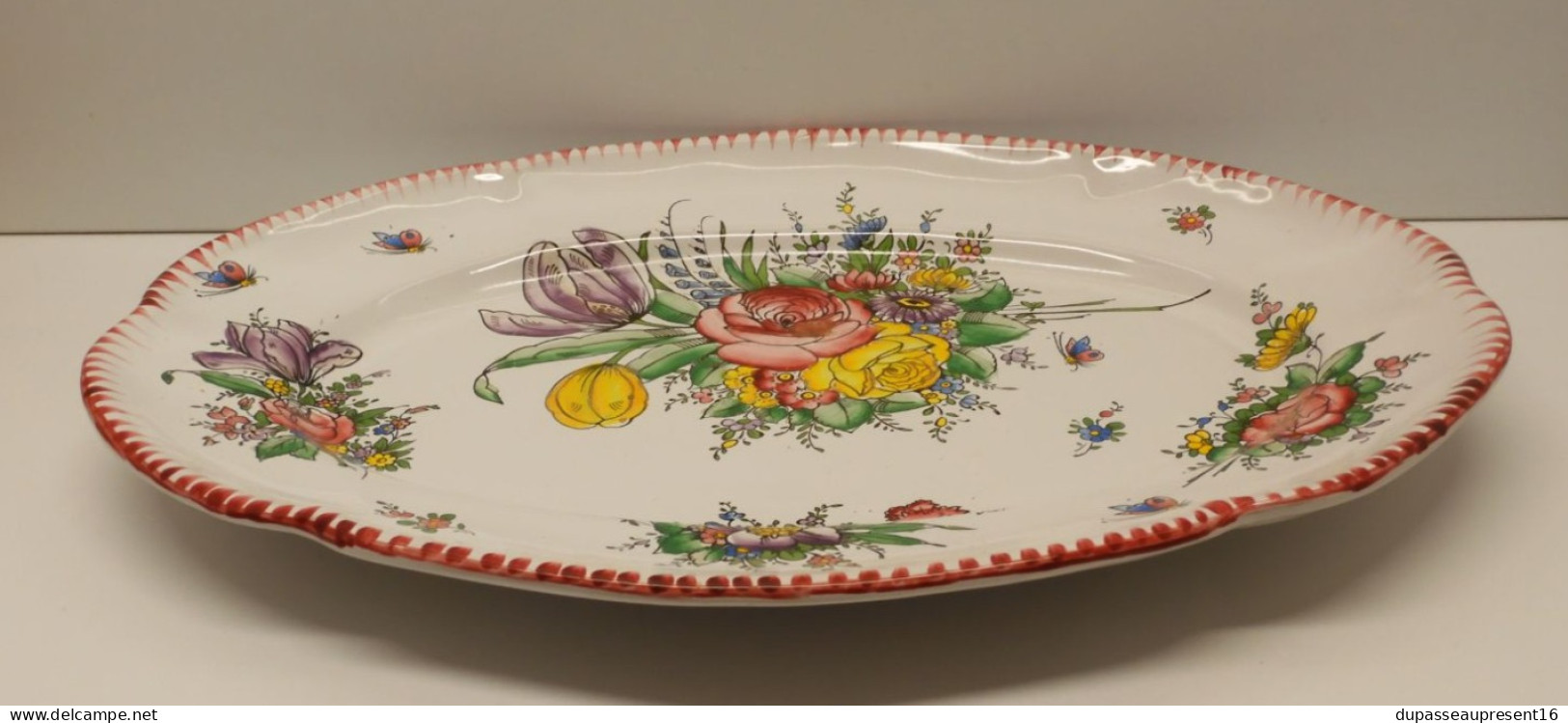 -GRAND PLAT Forme Ovale FAÏENCERIE D'ART D'ANGOULEME LE RENOLEAU COLLECTION   E