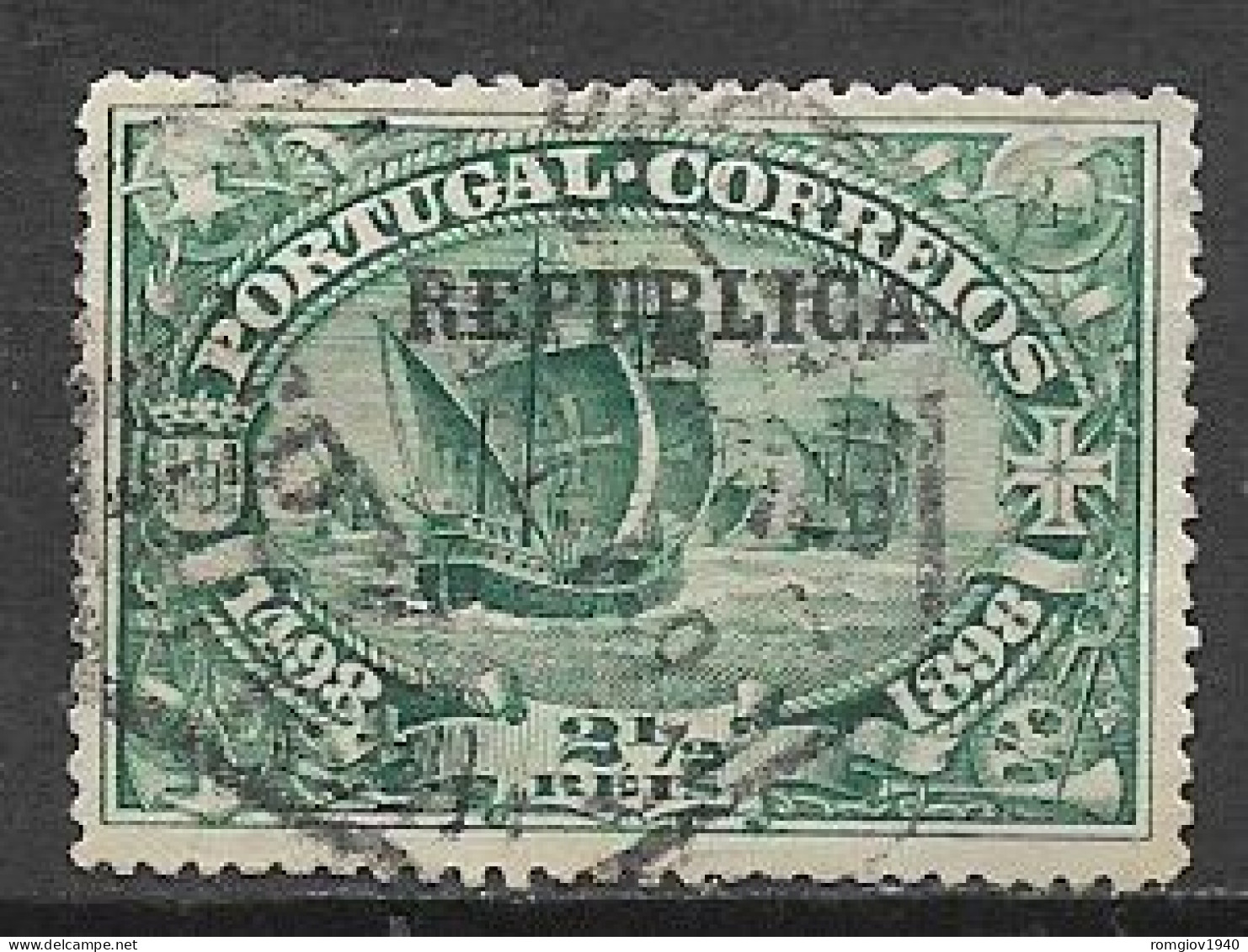 PORTOGALLO  1911  FRANCOBOLLI DELLA SERIE VASCO DE GAMA SOPRASTAMPATI UNIF. 182 USATO VF - Usati