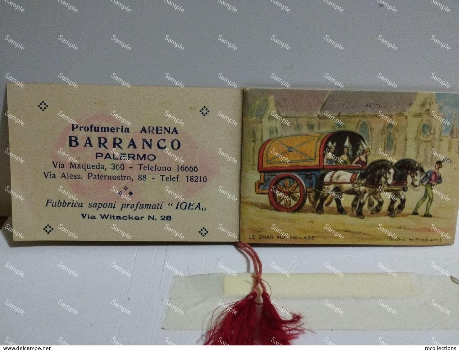 Italy Italia Calendar Calendario PROFUMERIA ARENA BARRANCO Palermo 1936 - Petit Format : 1921-40