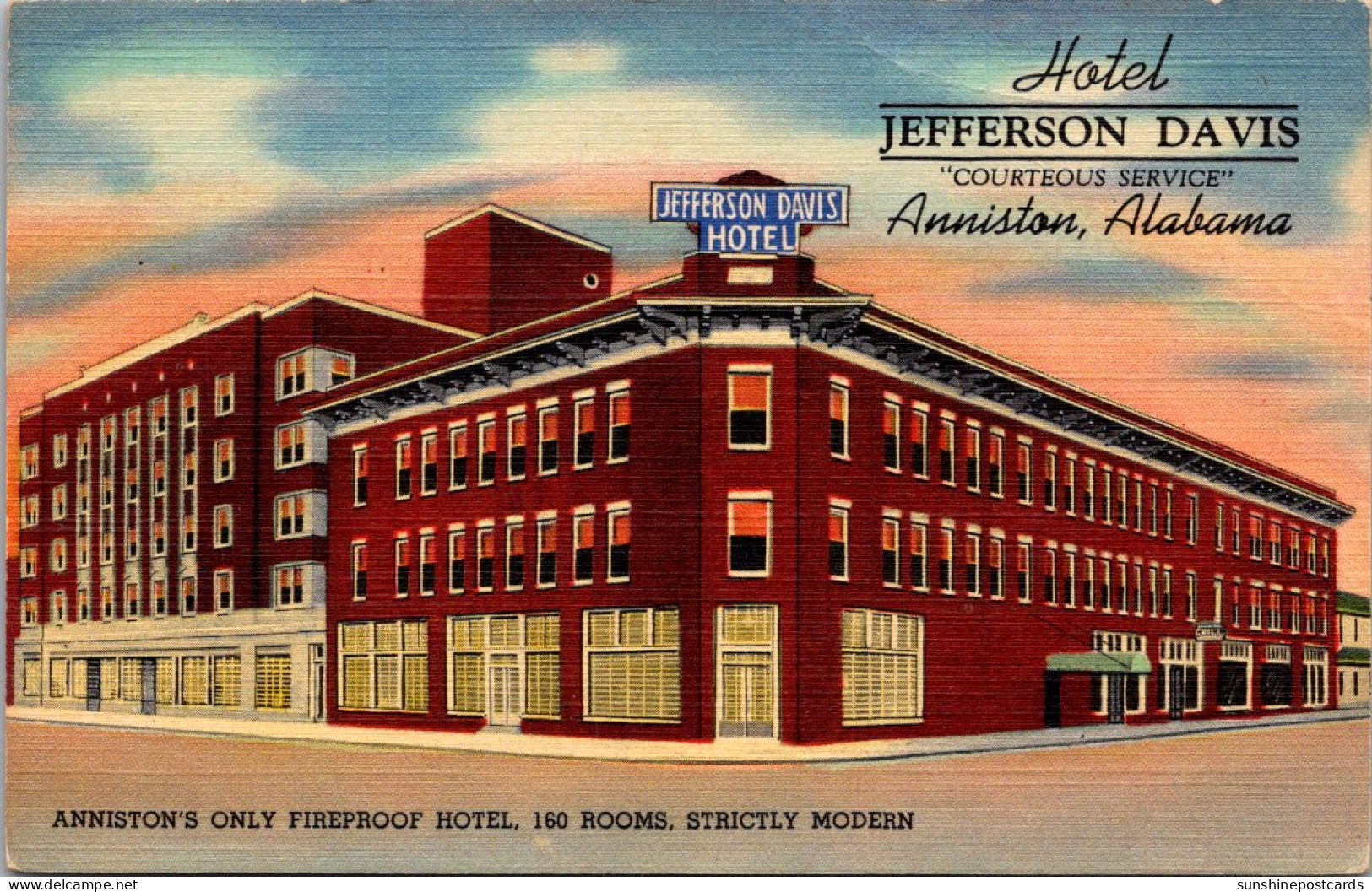 Alabama Anniston Hotel Jefferson Davis Curteich - Andere & Zonder Classificatie