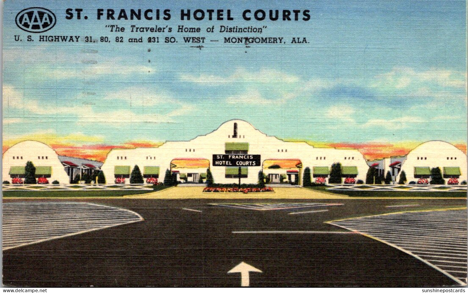 Alabama Montgomery St Francis Hotel Courts 1950 Curteich - Montgomery