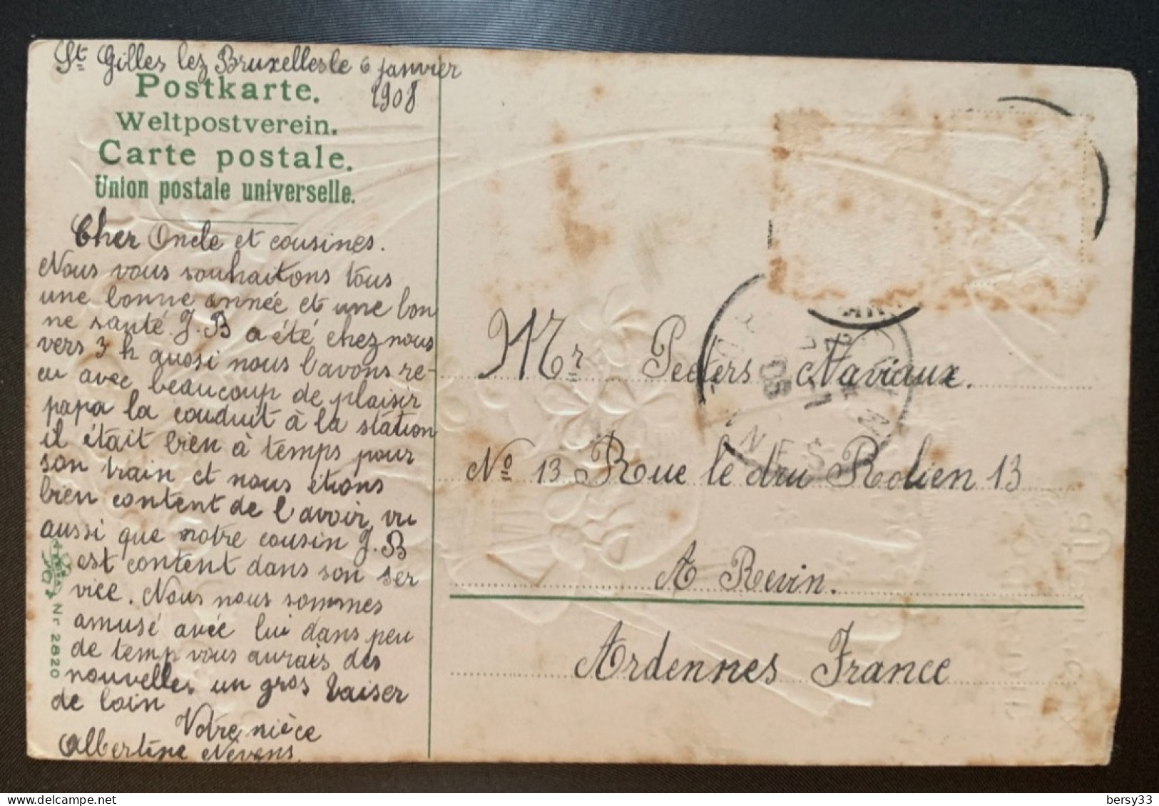 CPA - Carte Relief - Souvenir Affectueux - Fillette, Trèfle 4 Feuilles - Sammlungen & Sammellose