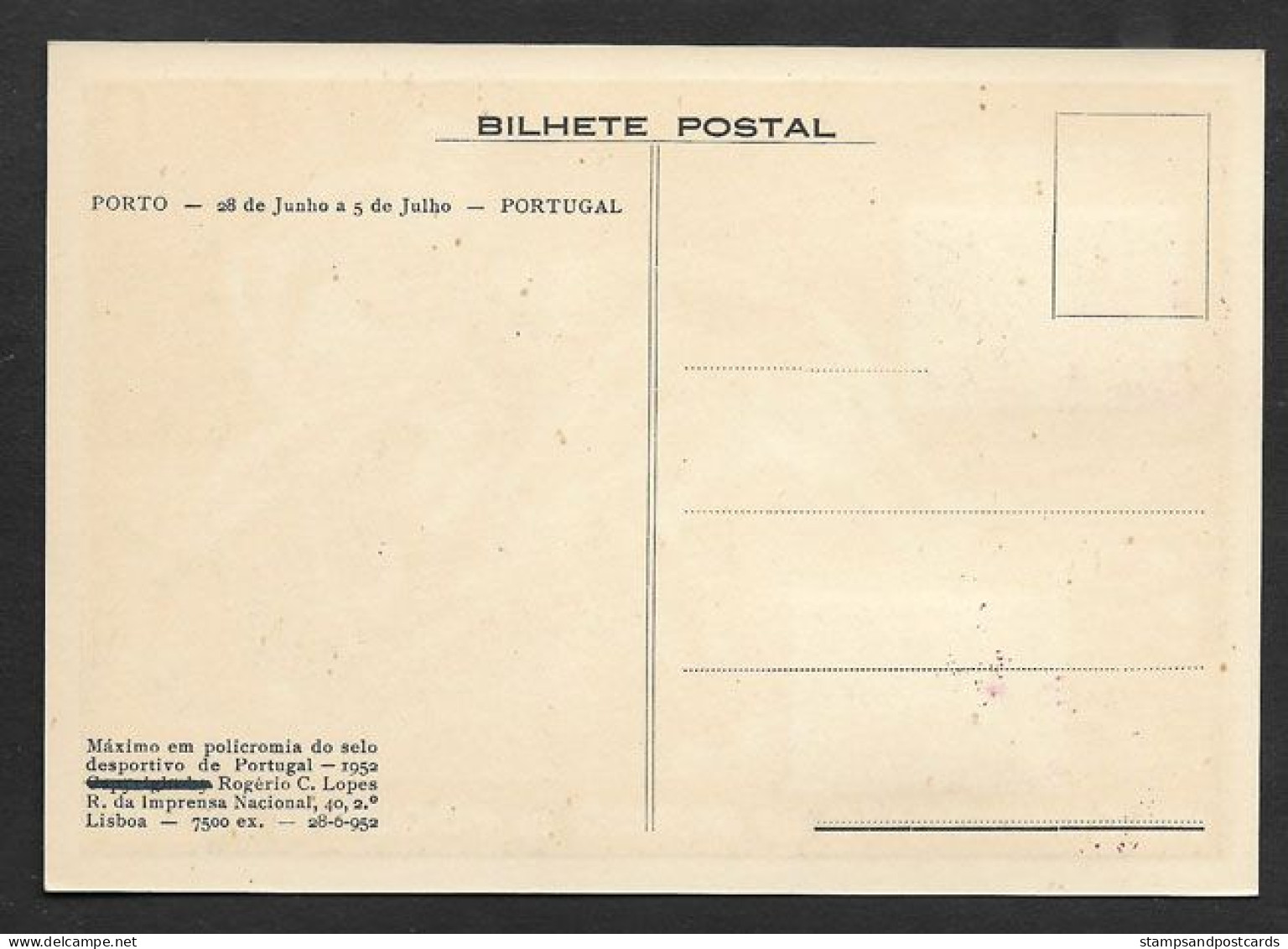 Portugal Championat Monde Hockey 1952 Serie Cpl Sur Carte Postale Cachet Premier Jour Hockey World Cup - Hockey (sur Gazon)