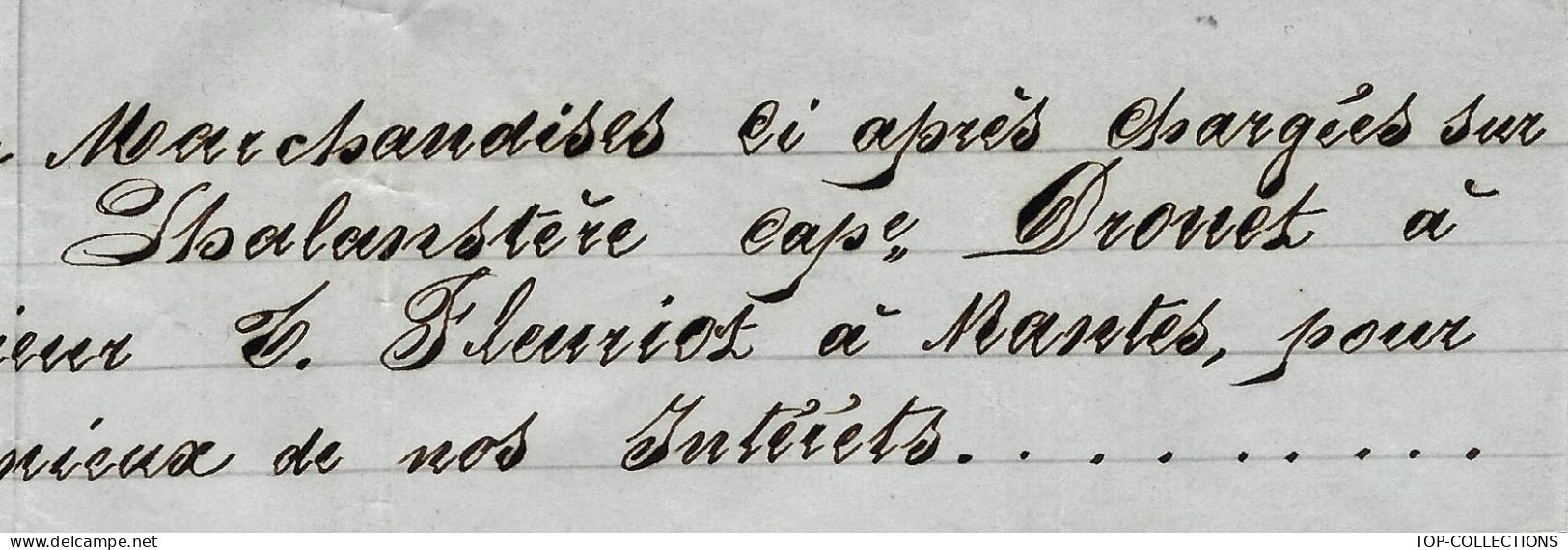 1857 NAVIGATION FACTURE DE MARCHANDISES DENREES COLONIALES De Cayenne GUYANE FRANCAISE  Pour Nantes Fleuriot - 1800 – 1899