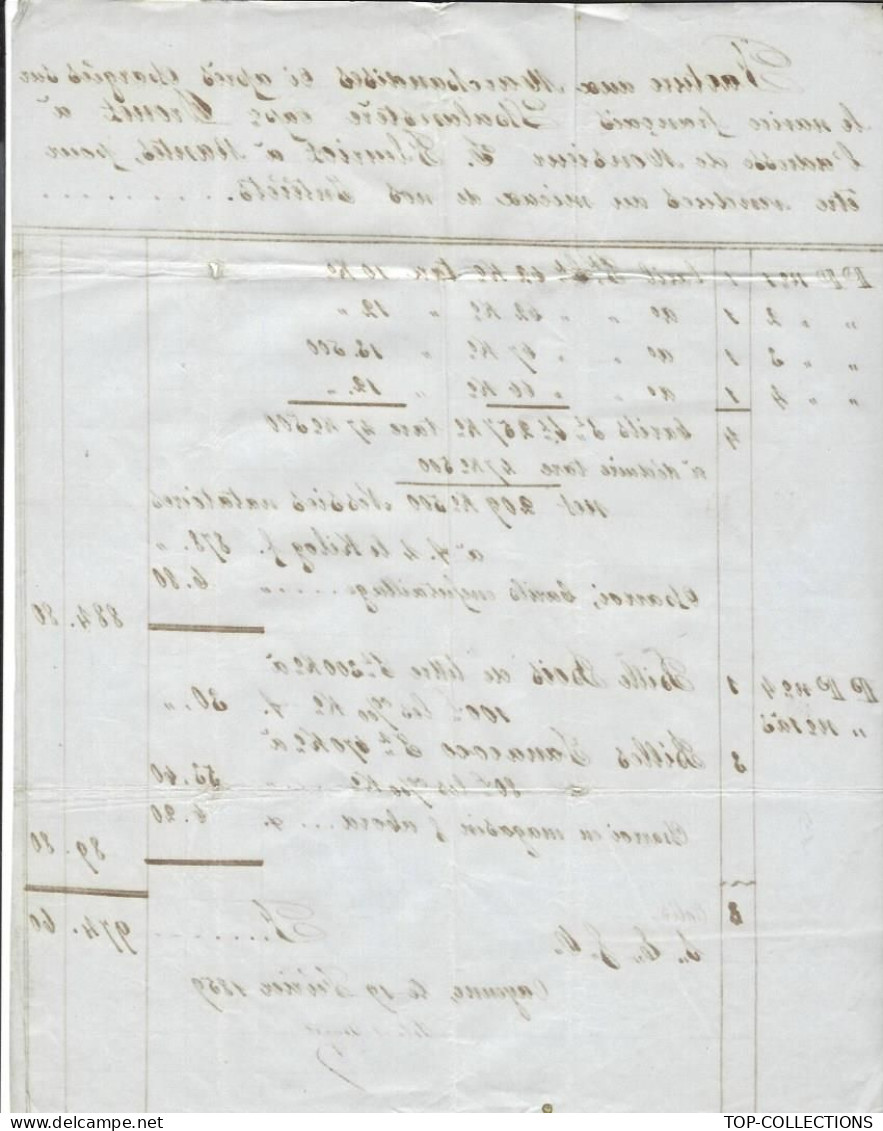 1857 NAVIGATION FACTURE DE MARCHANDISES DENREES COLONIALES De Cayenne GUYANE FRANCAISE  Pour Nantes Fleuriot - 1800 – 1899