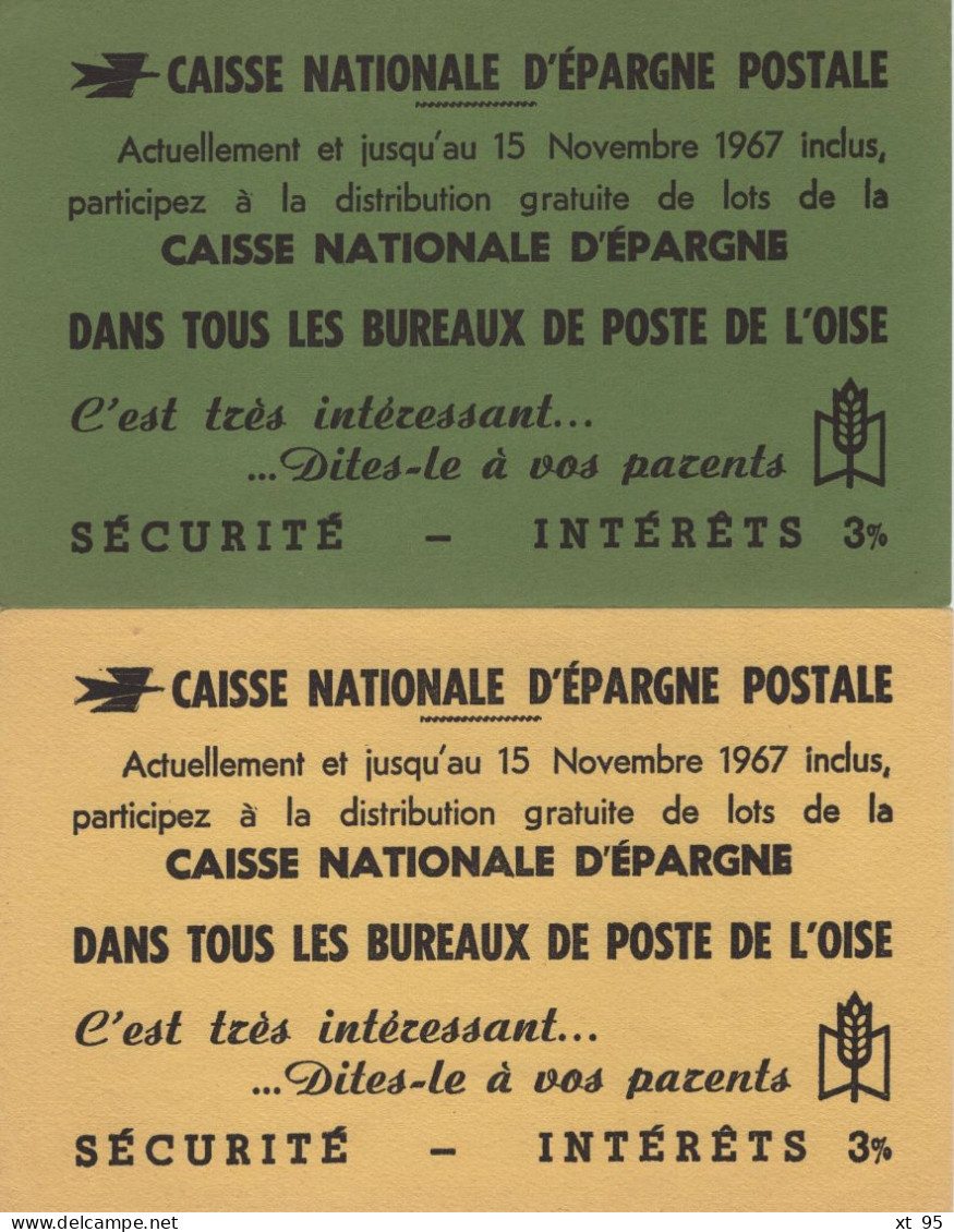 Lot De 2 Buvards - Caisse Nationale D Epargne - Bureaux De Poste De L Oise - 1967 - Banque & Assurance