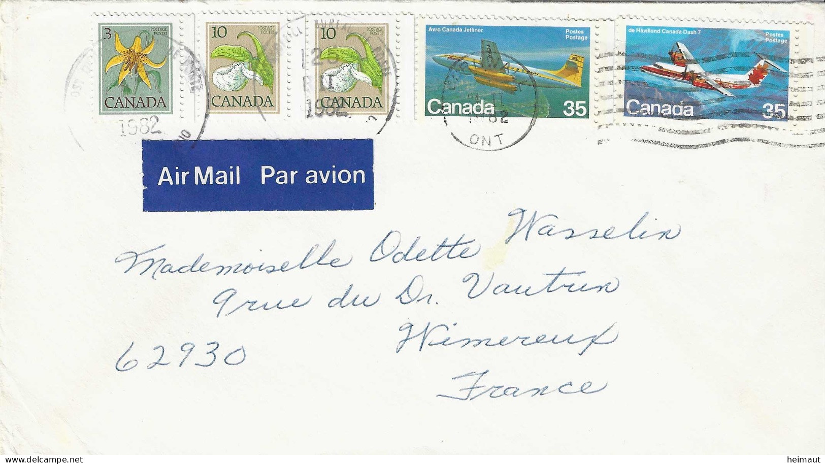 Canada - Enveloppe  Via Air Mail - 1982, Pour Wimereux - Poste Aérienne