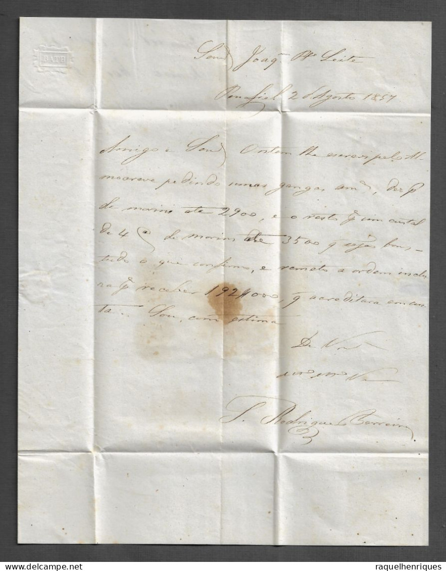 PORTUGAL LETTER 1857 D. PEDRO V - CARIMBO PENAFIEL (PLB4#34) - Briefe U. Dokumente