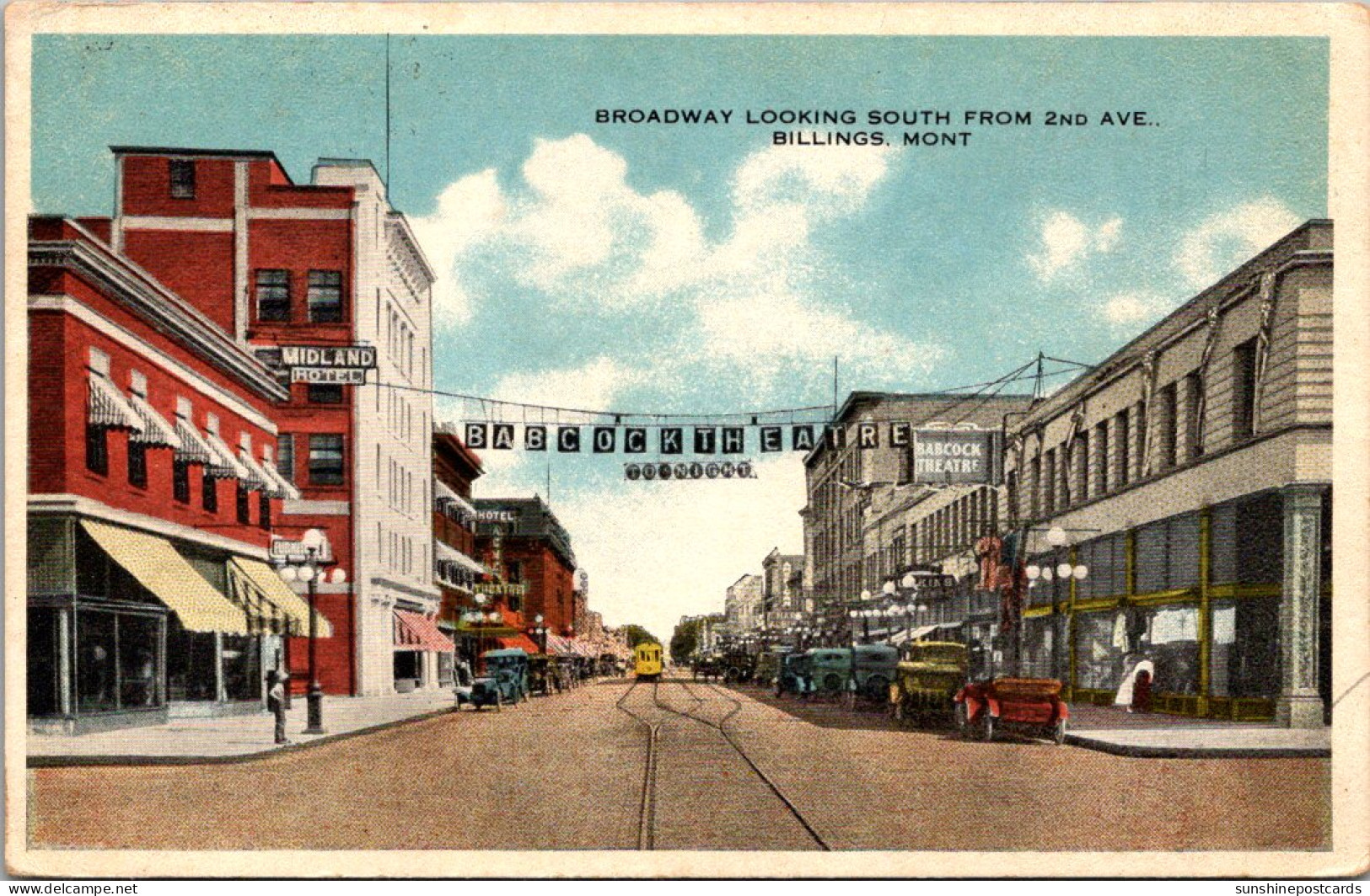 Montana Billings Broadway Looking South From 2nd Avenue 1926 - Billings