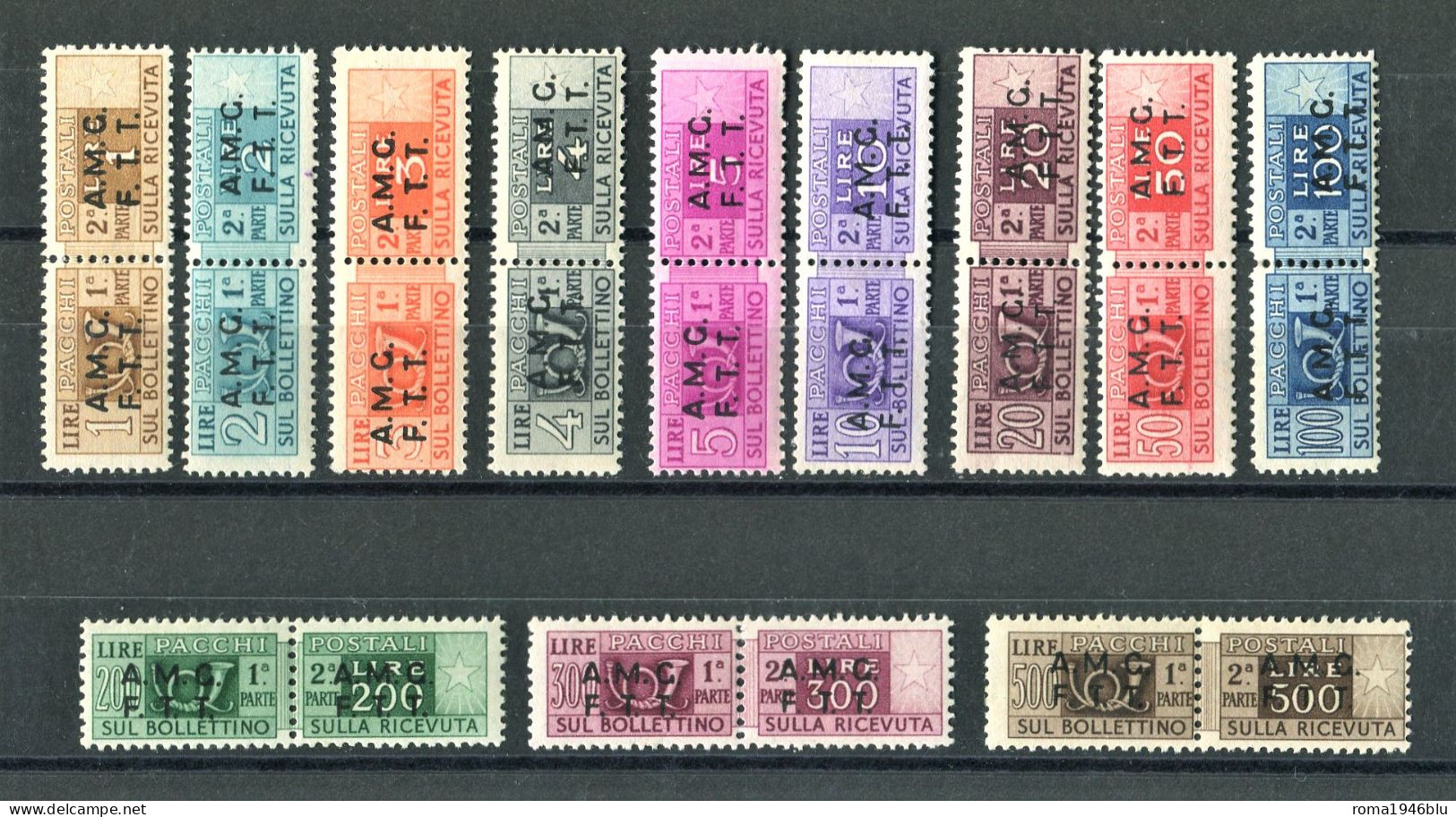 TRIESTE A 1947-48 PACCHI POSTALI SOP.TI SU DUE RIGHE 12 V. ** MNH - Paketmarken/Konzessionen