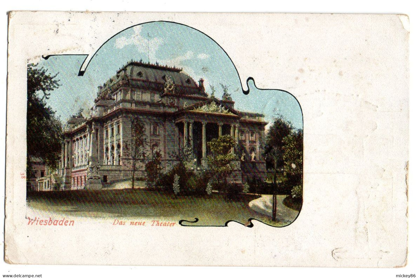 Allemagne--WIESBADEN--1908-- Das Neue Theater ......colorisée...timbre...cachet - Wiesbaden