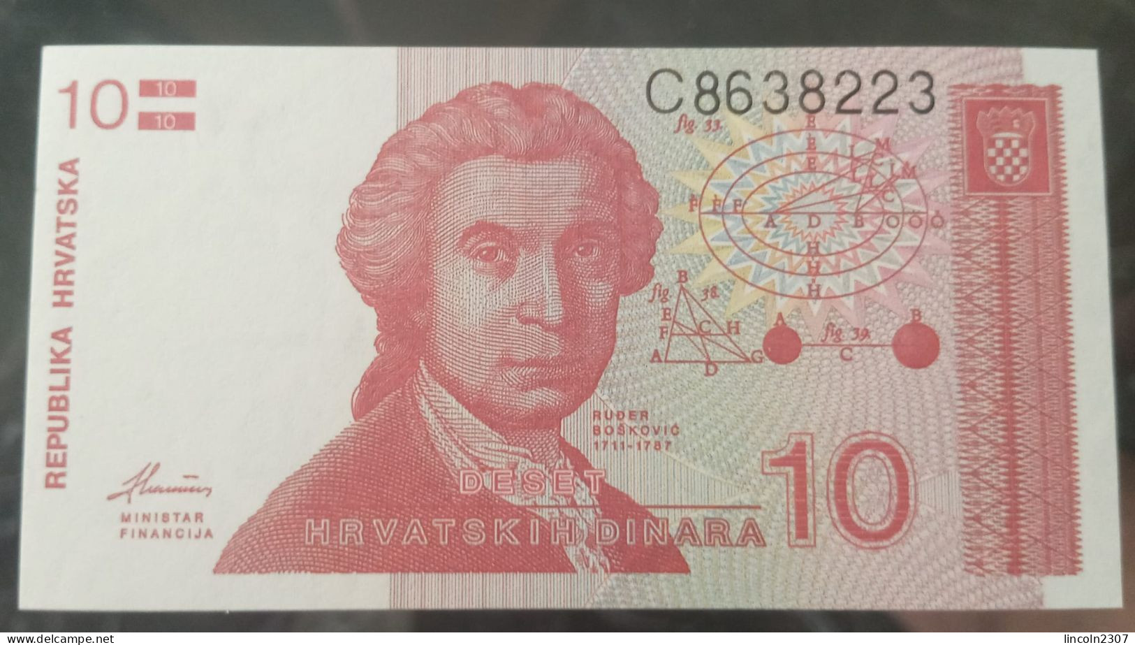 BANKNOTE CROATIA 10 DINARA - P#18 - UNC - 1991 - Croatie