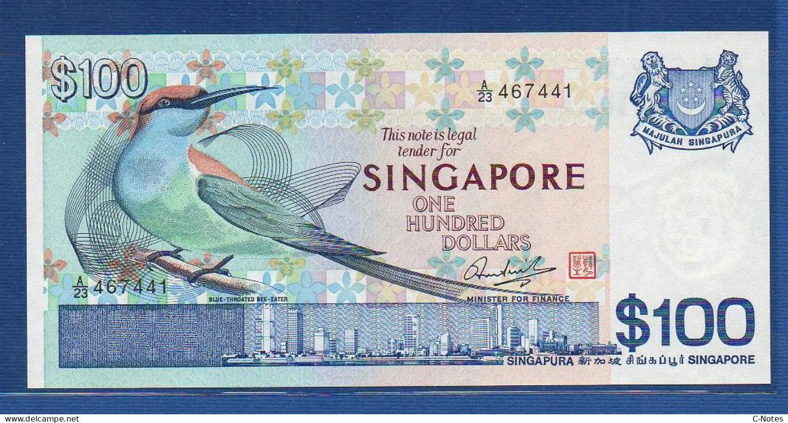 SINGAPORE - P.14 – 100 Dollars ND (1977) UNC, S/n A/23 467441 - Singapur