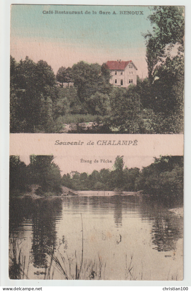 CHALAMPE ( 68 ) : SOUVENIR DE CHALAMPE - CAFE RESTAURANT DE LA GARE A. RENOUX - ETANG DE PECHE - 2 SCANS - - Chalampé