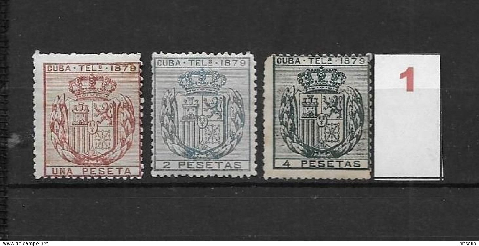 LOTE 2173B  /// (C060) CUBA TELEG.1879  EDIFIL Nº:46/49 **MNH/*MH CATALOG/COTE: 36€  ¡¡¡  LIQUIDATION - JE LIQUIDE !!! - Cuba (1874-1898)