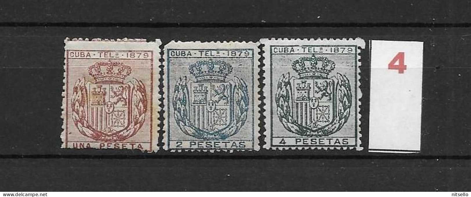 LOTE 2173B  /// (C060) CUBA TELEG.1879  EDIFIL Nº:46/49 **MNH/*MH CATALOG/COTE: 36€  ¡¡¡  LIQUIDATION - JE LIQUIDE !!! - Cuba (1874-1898)