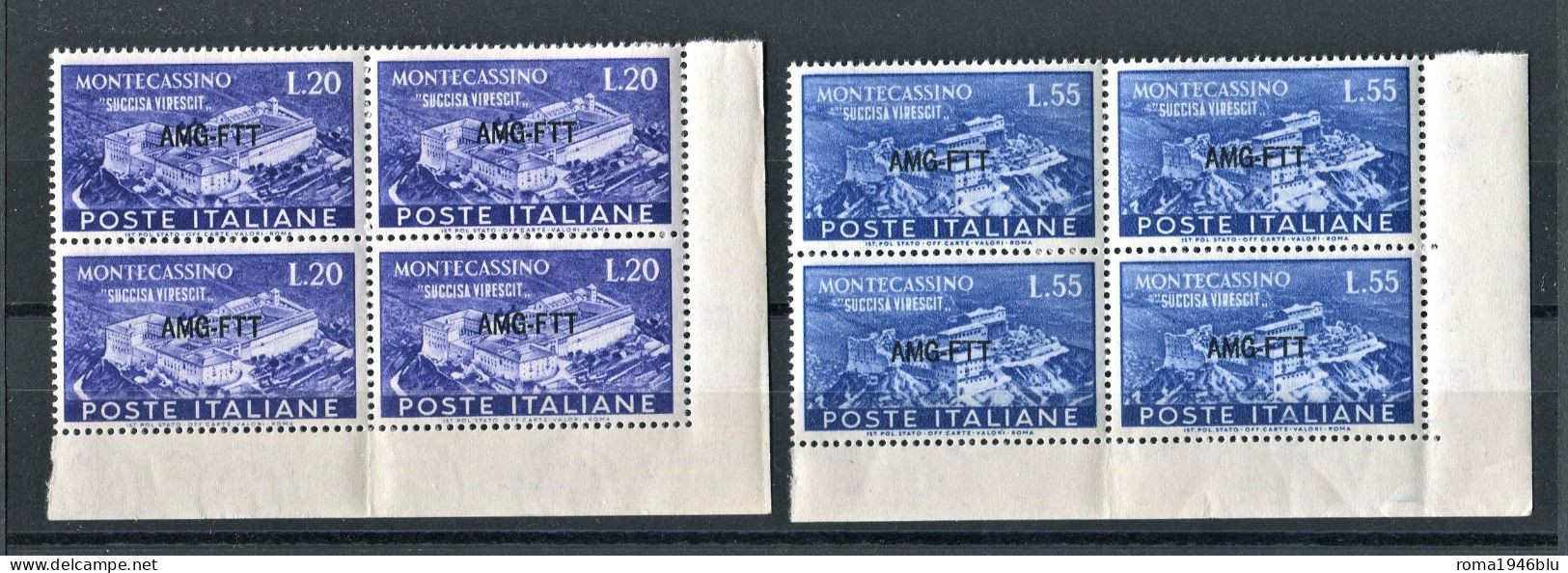 TRIESTE A 1951 ABBAZIA MONTECASSINO QUARTINA ** MNH - Nuevos