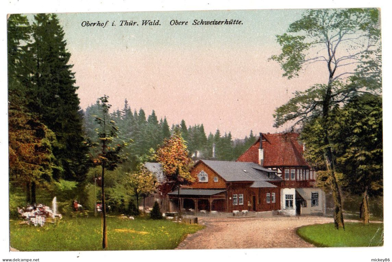 Allemagne--OBERHOF  I.Thür. Wald -- Obere Schweizerhütte...colorisée....timbre...cachet - Oberhof