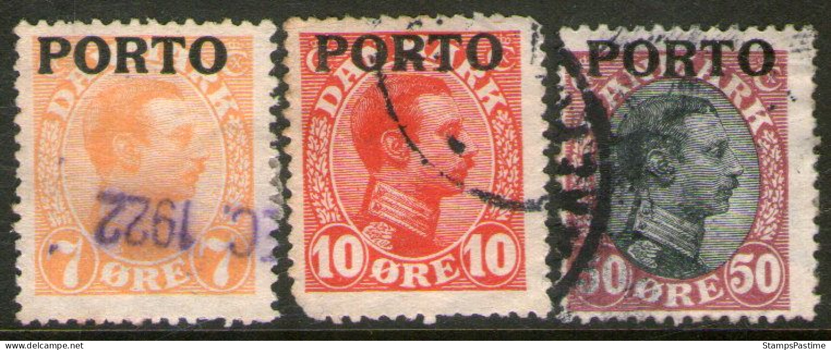 DINAMARCA – DENMARK Serie X 3 Sellos Usados PARA TASA (TAXE) Año 1921 – Valorizada En Catálogo U$S 34.00 - Postage Due