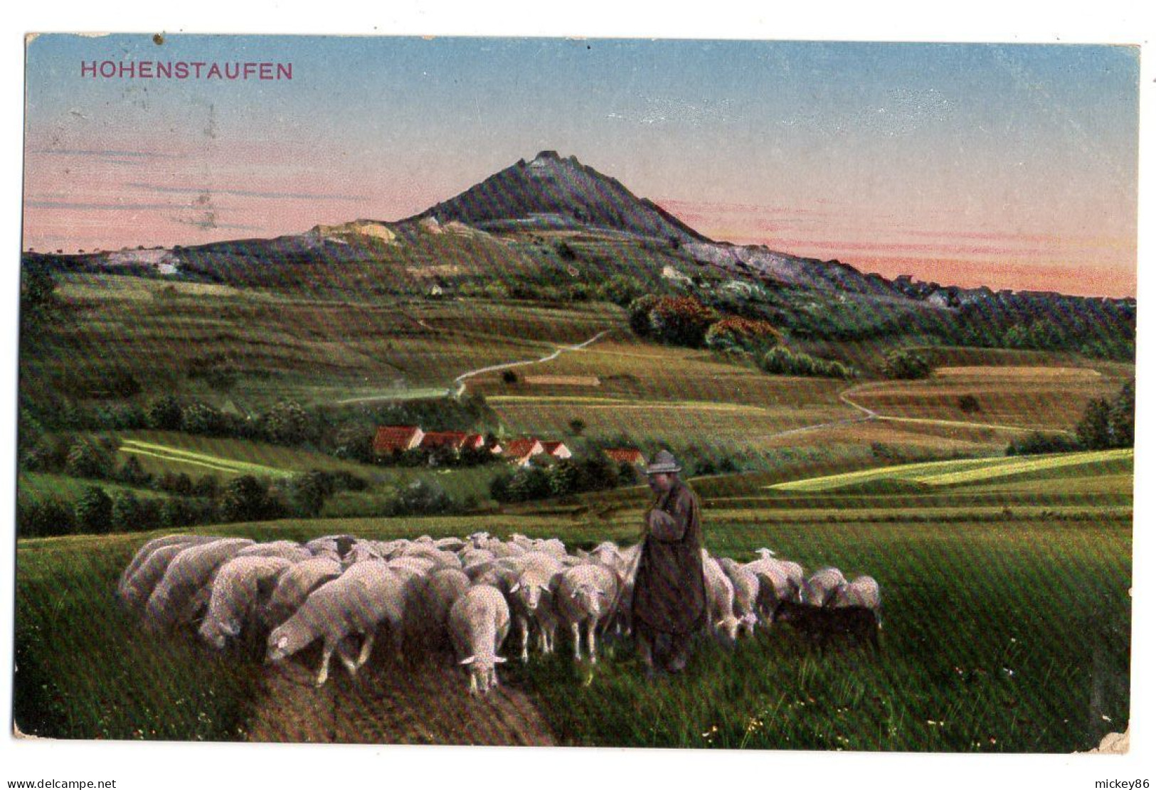 Allemagne-- GOEPPINGEN -1913-- Hohenstaufen ( Animée , Moutons)......colorisée....timbre...cachet - Goeppingen