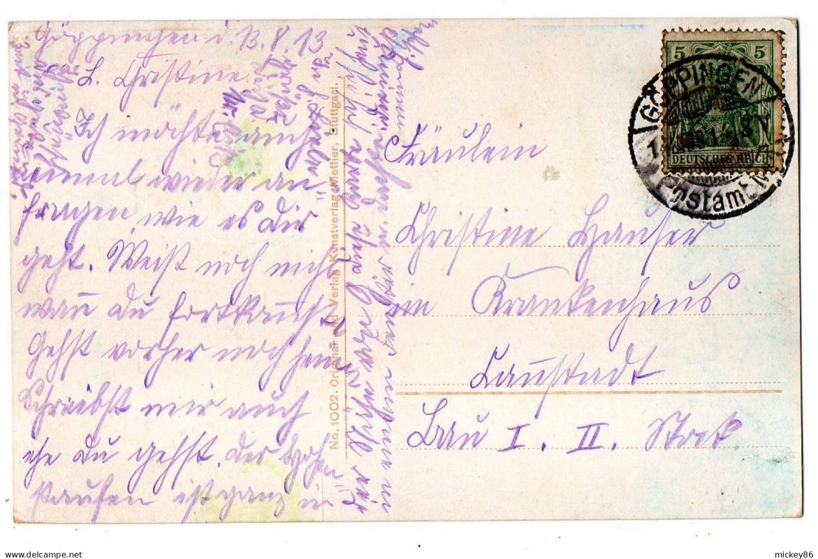 Allemagne-- GOEPPINGEN -1913-- Hohenstaufen ( Animée , Moutons)......colorisée....timbre...cachet - Göppingen