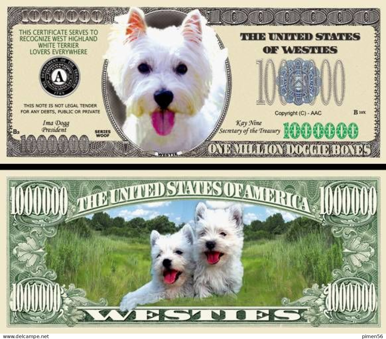 !!! USA - FANTASY NOTE -  WESTIE  TERRIER , 2006 - UNC / SERIES  WOOF - Autres & Non Classés