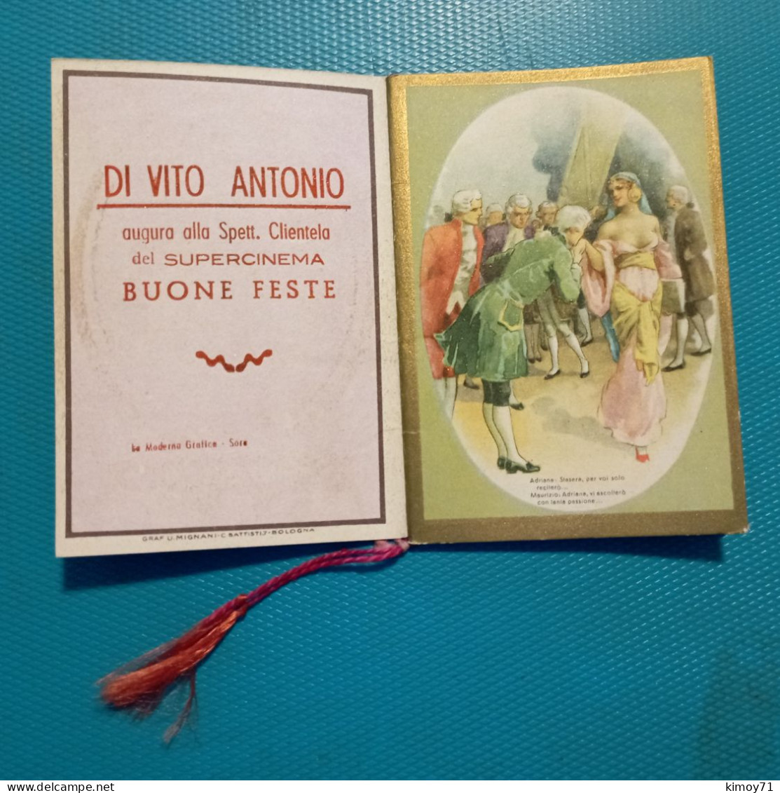 Calendario Adriana Lecouvreur - Di Vito Antonio, Augura Alla Spett. Clientela Del Supercinema Buone Feste - Small : ...-1900