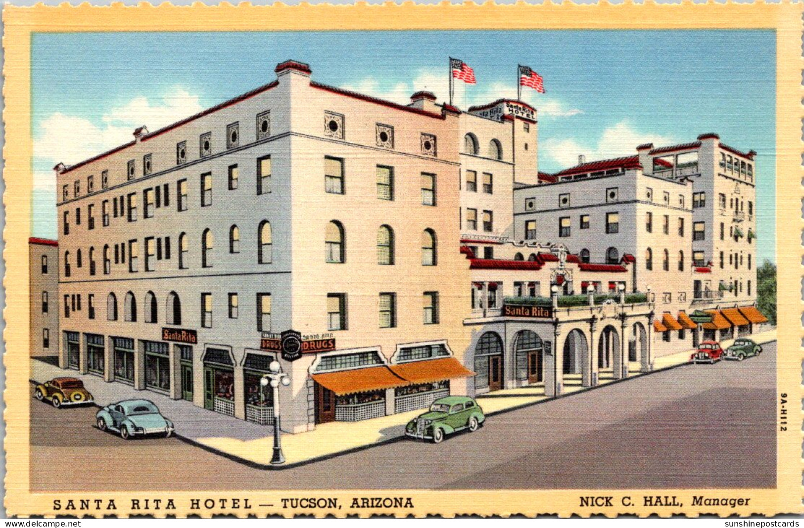 Arizona Tucson Santa Rita Hotel Curteich - Tucson